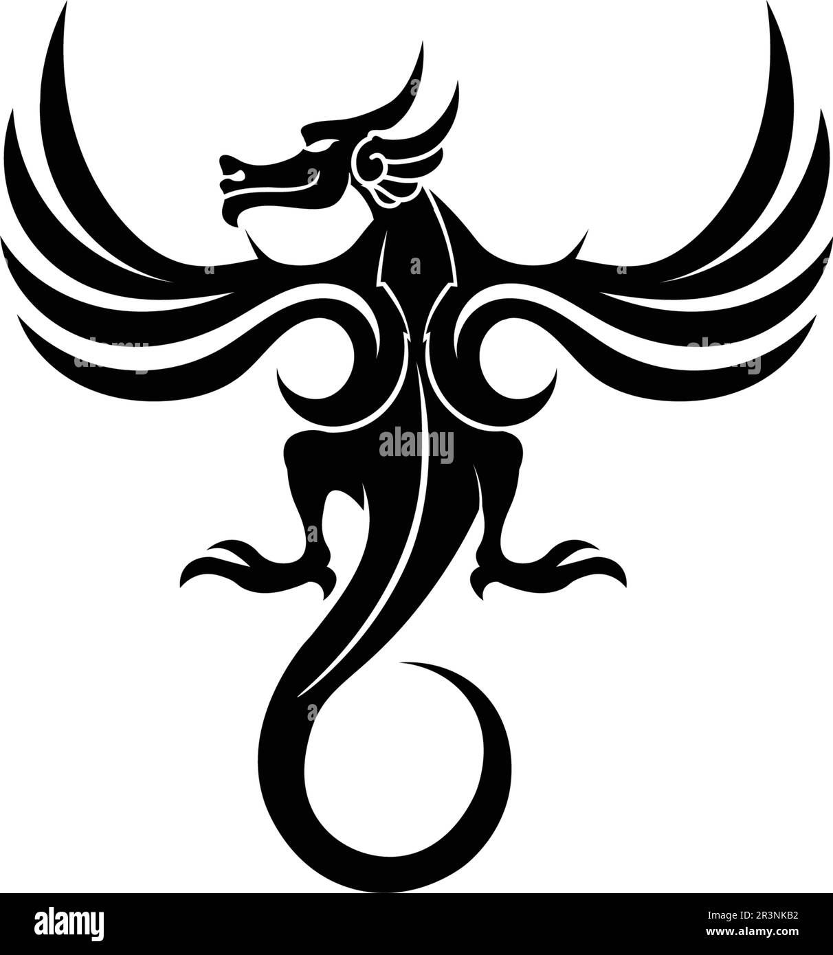 Kopf dragon flachen Farbe logo template Vector Illustration Stock Vektor