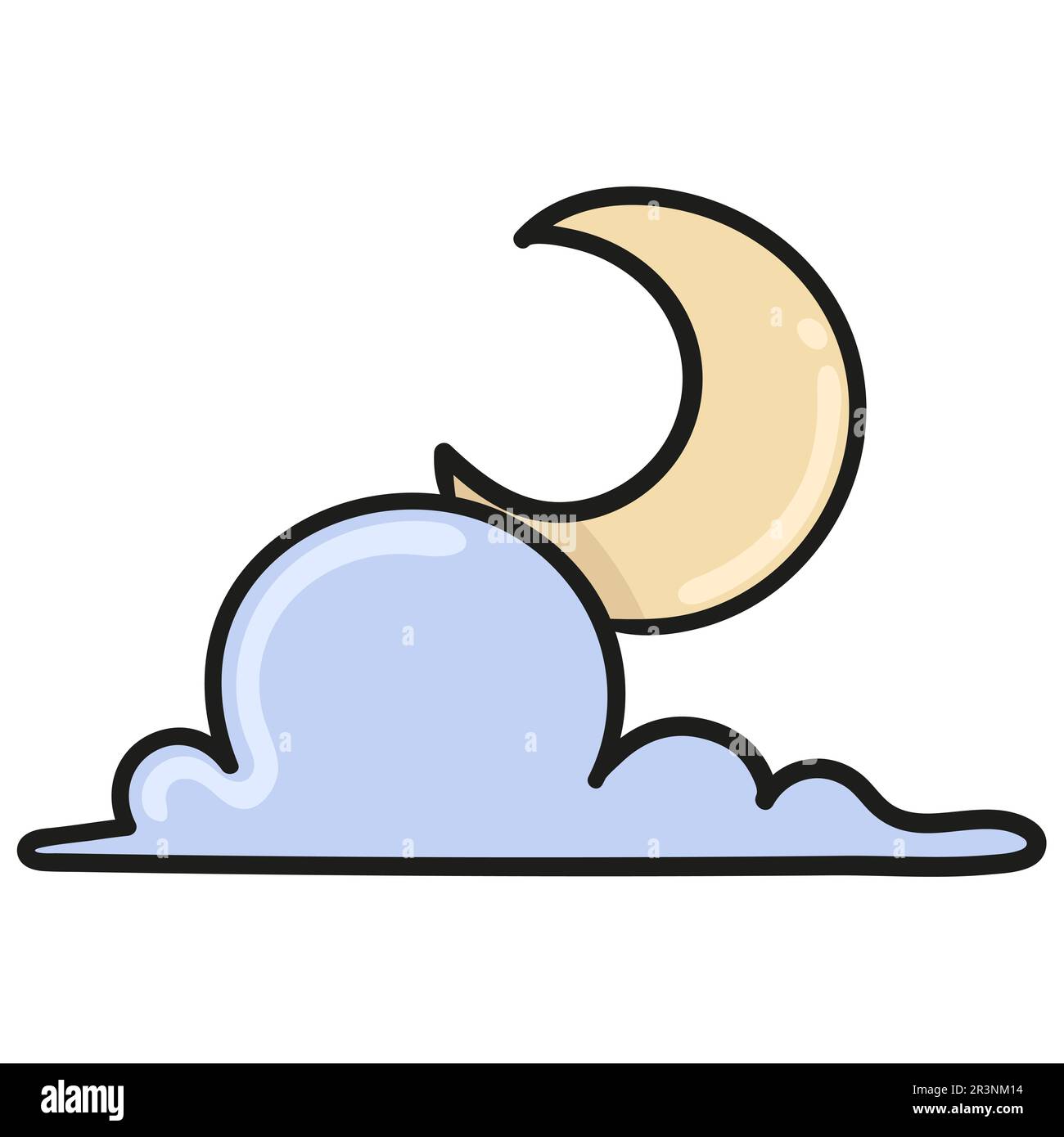 Der Mond im Himmel zeichnet ein Doodle-Symbol Stockfoto