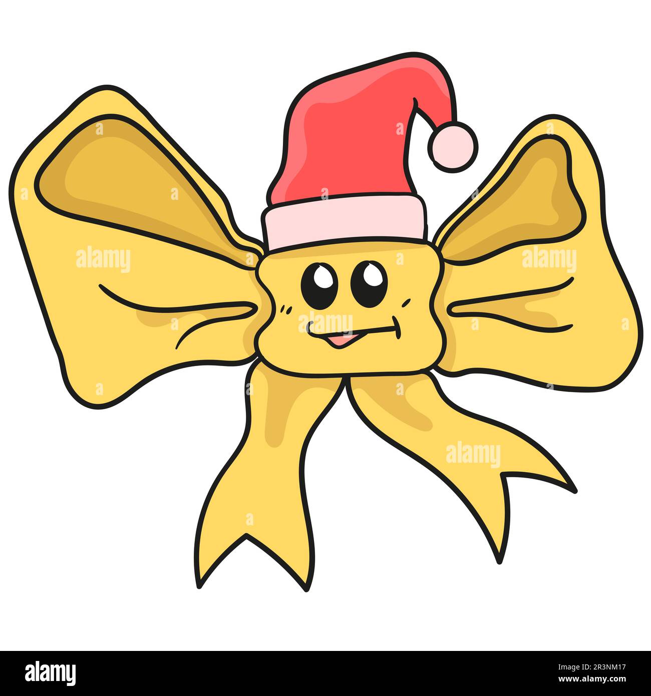 Weihnachtsbänder mit süßen Ausdrücken. Bild des doodle-Symbols Stockfoto