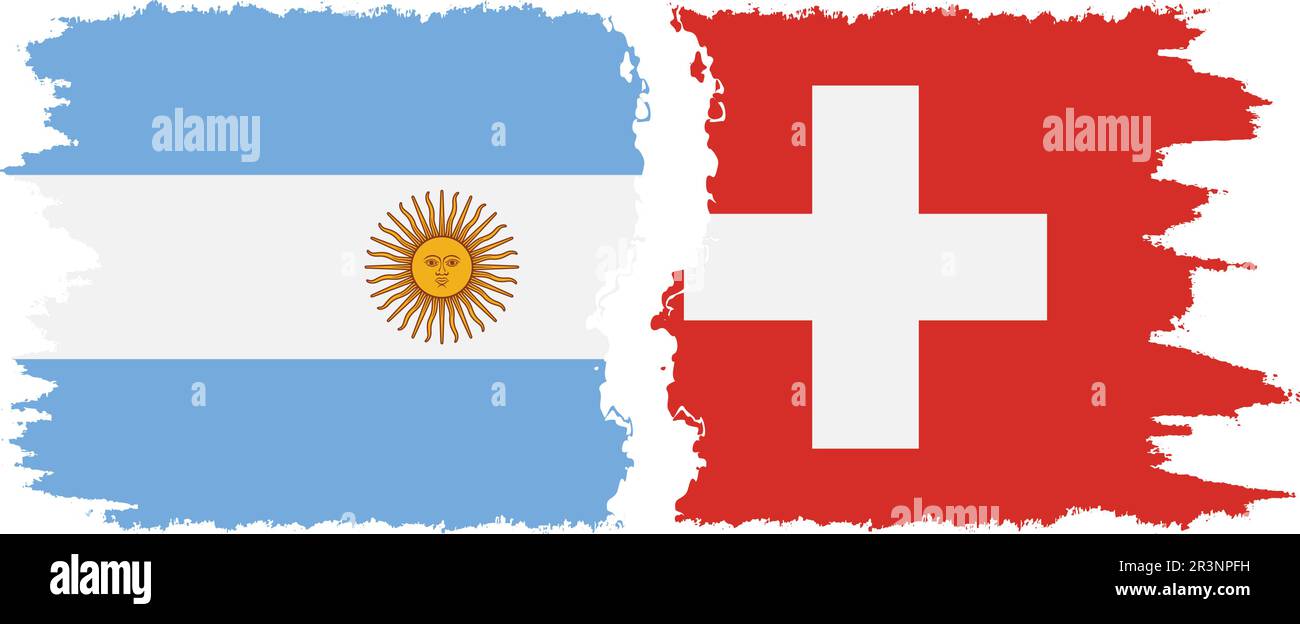 Die Schweiz und Argentinien Grunge Flaggen Verbindung, Vektor Stock Vektor