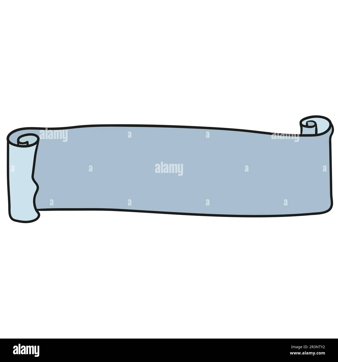 Rollen Sie das Papierbanner mit Leerzeichen für Text. Bild des doodle-Symbols Stockfoto