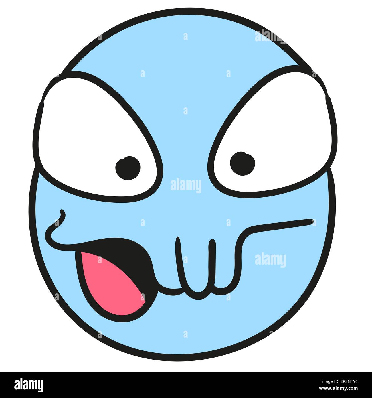 Kugelkopf-Emoticon mit einem lachenden Ausdruck. Bild des doodle-Symbols Stockfoto