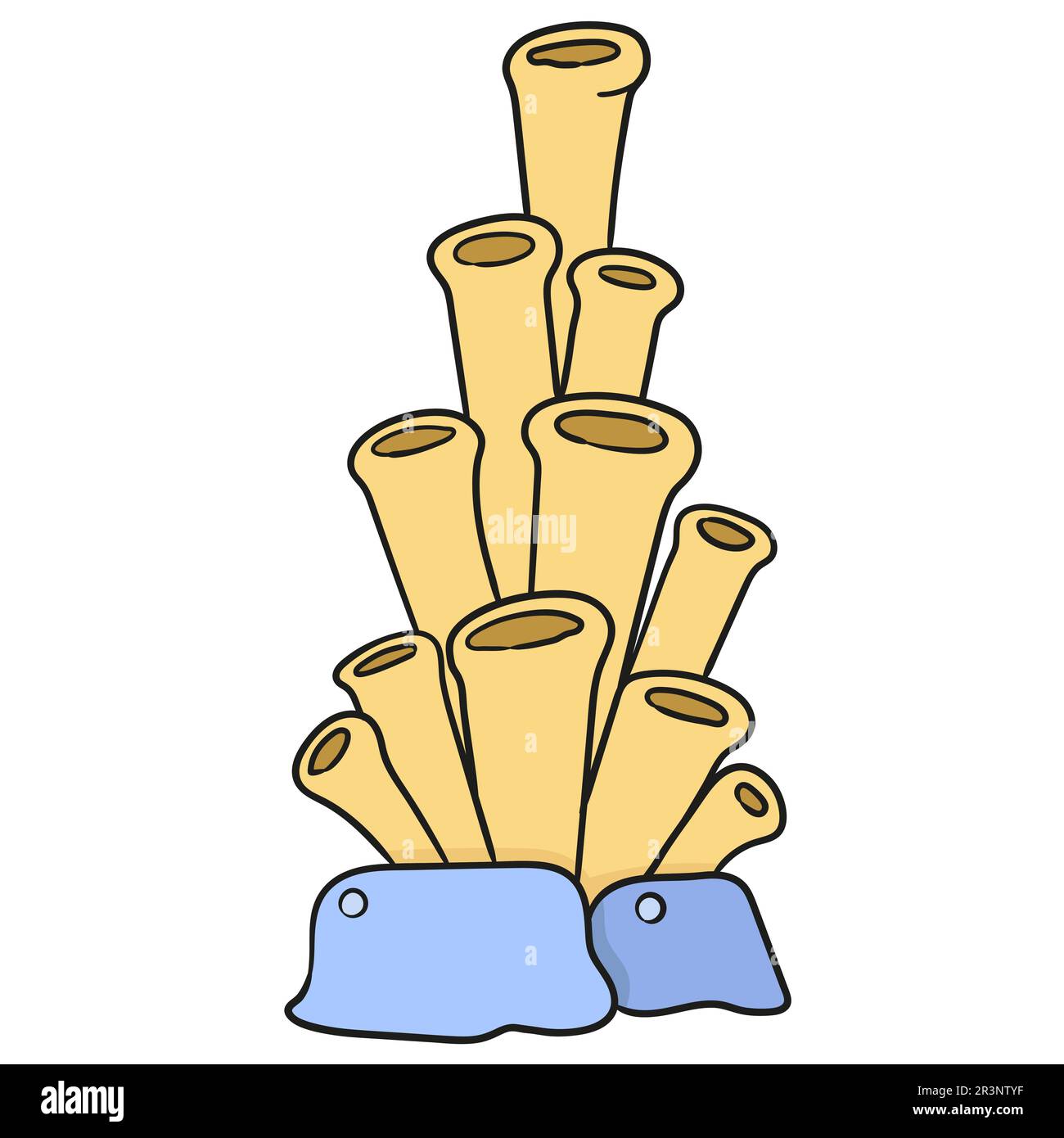 Meereskorallen in gelber Farbe. Bild des doodle-Symbols Stockfoto