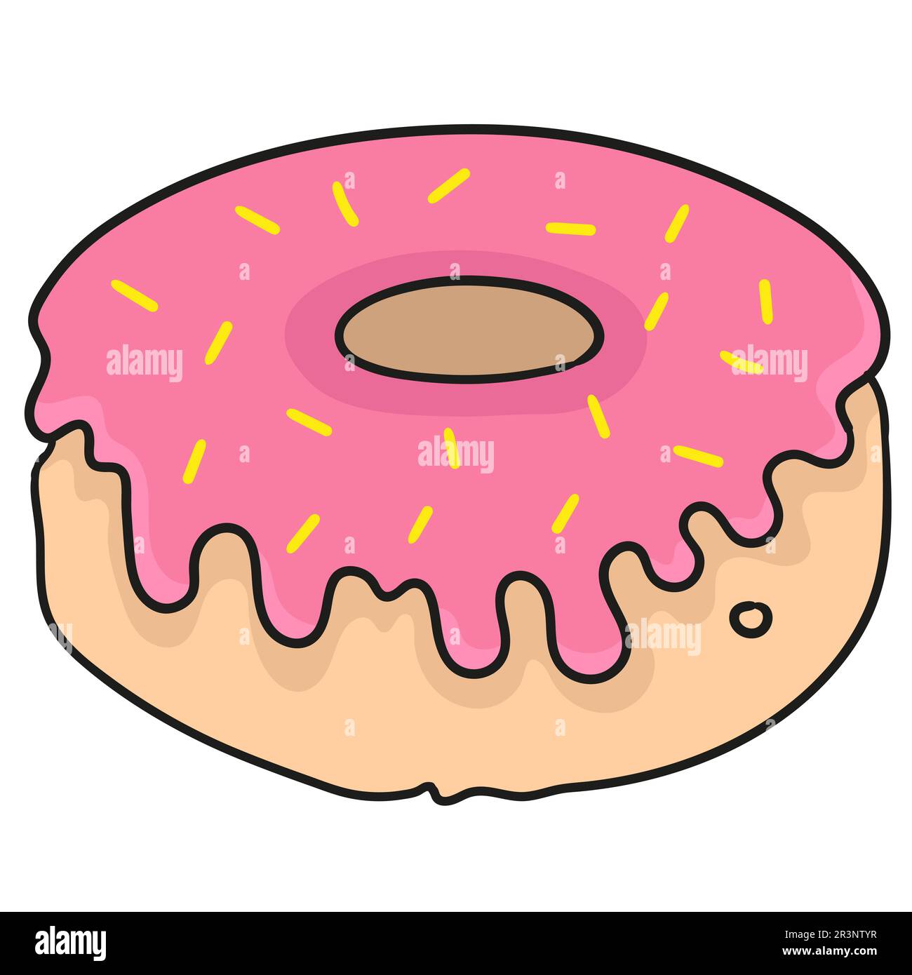 Bild mit süßen Donuts und Doodle-Symbol Stockfoto