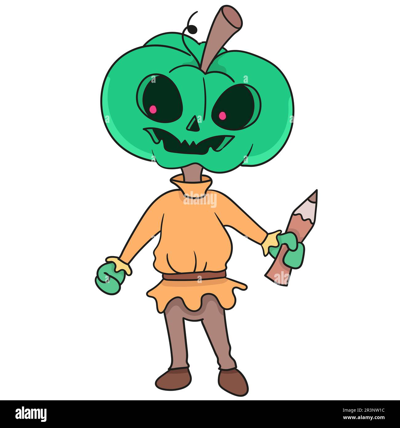 Kürbis-Horrormonster. Bild des doodle-Symbols Stockfoto