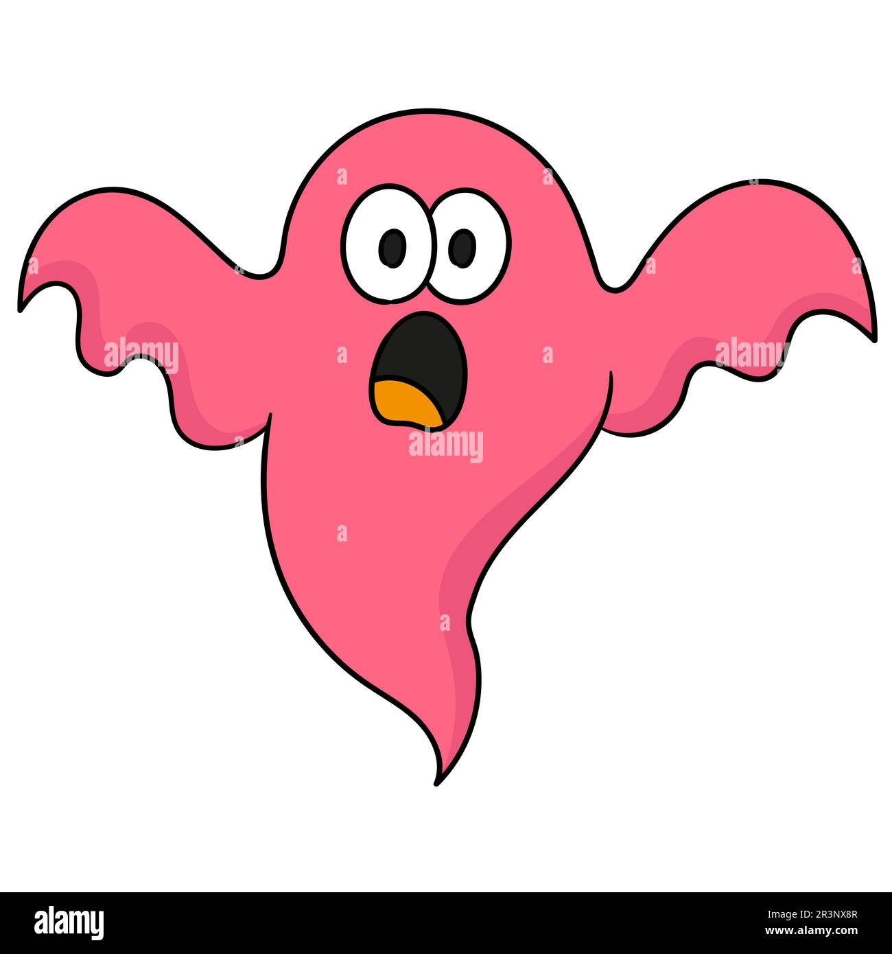 Gruseliger rosa Geist. Bild des doodle-Symbols Stockfoto