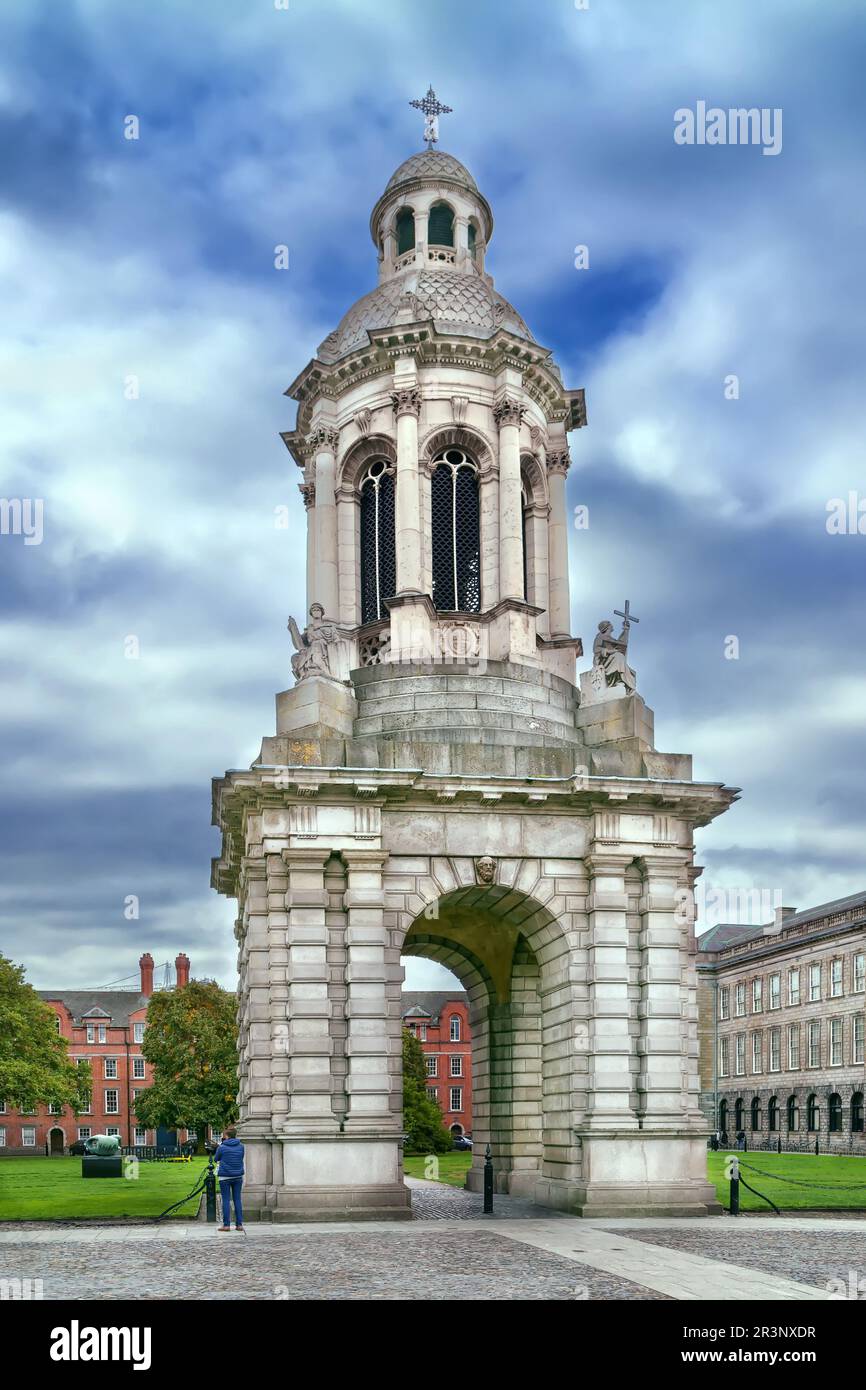Campanile of Trinity College, Dublin, Irland Stockfoto
