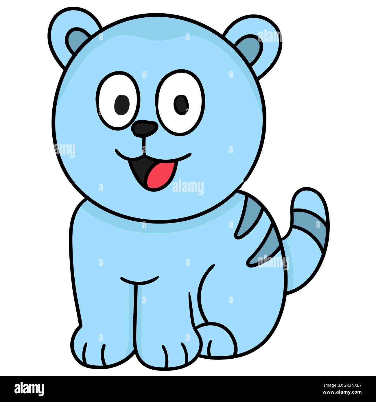 Süße blaue Katze. Bild des doodle-Symbols Stockfoto