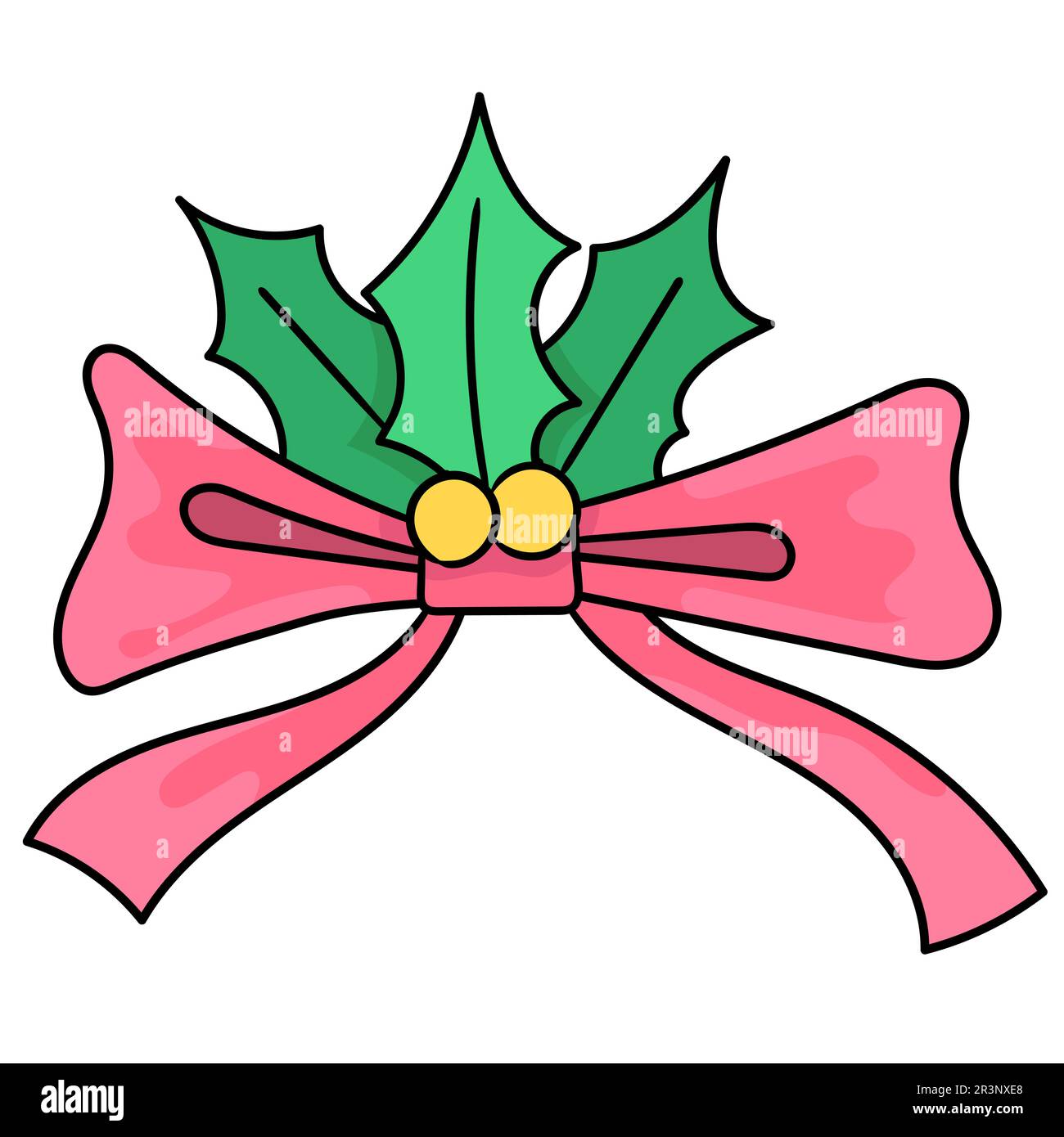 Pinkfarbenes weihnachtsband. Bild des doodle-Symbols Stockfoto