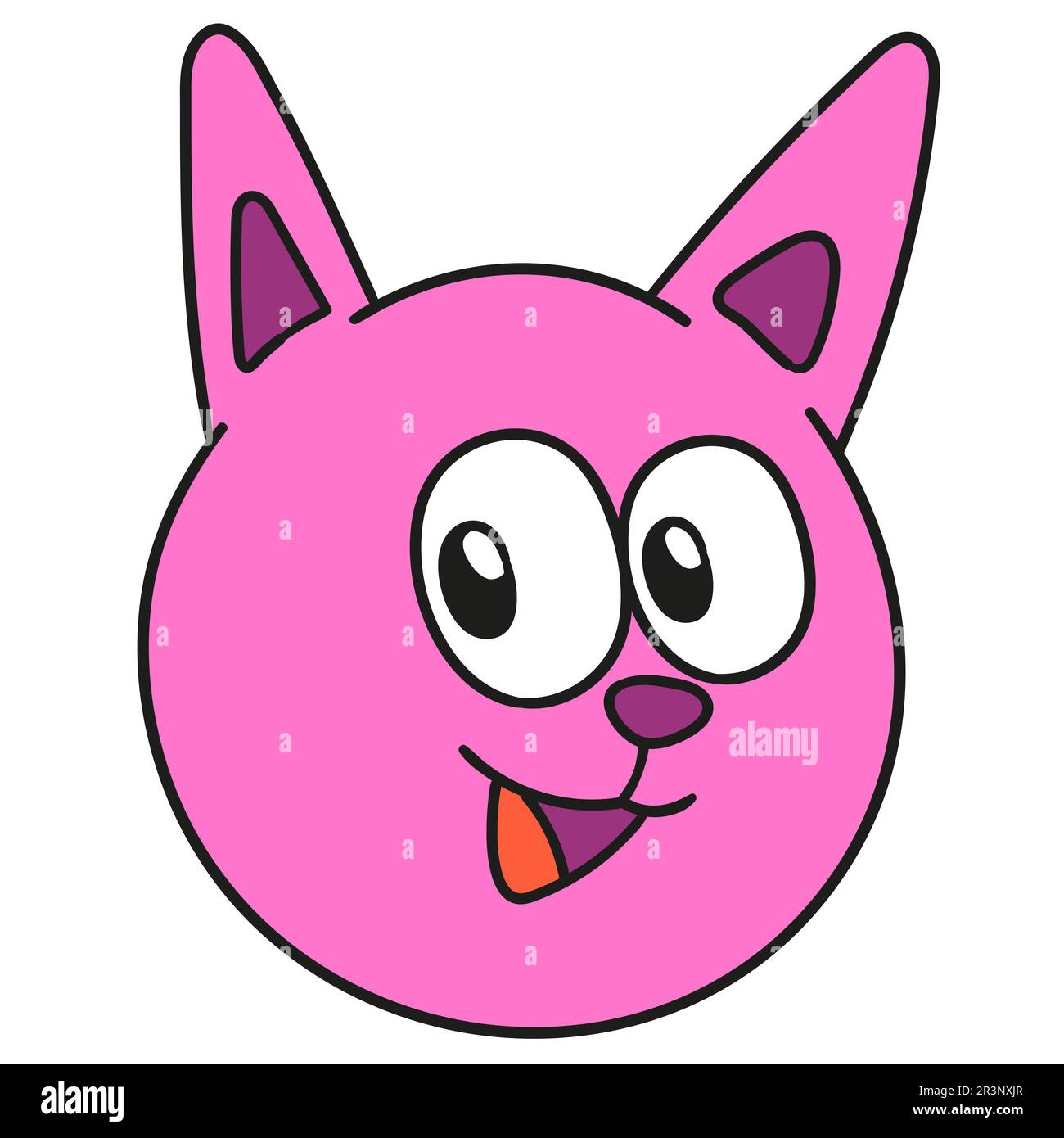 Emoticon-Kopf-Lächeln-Katze. Bild des doodle-Symbols Stockfoto