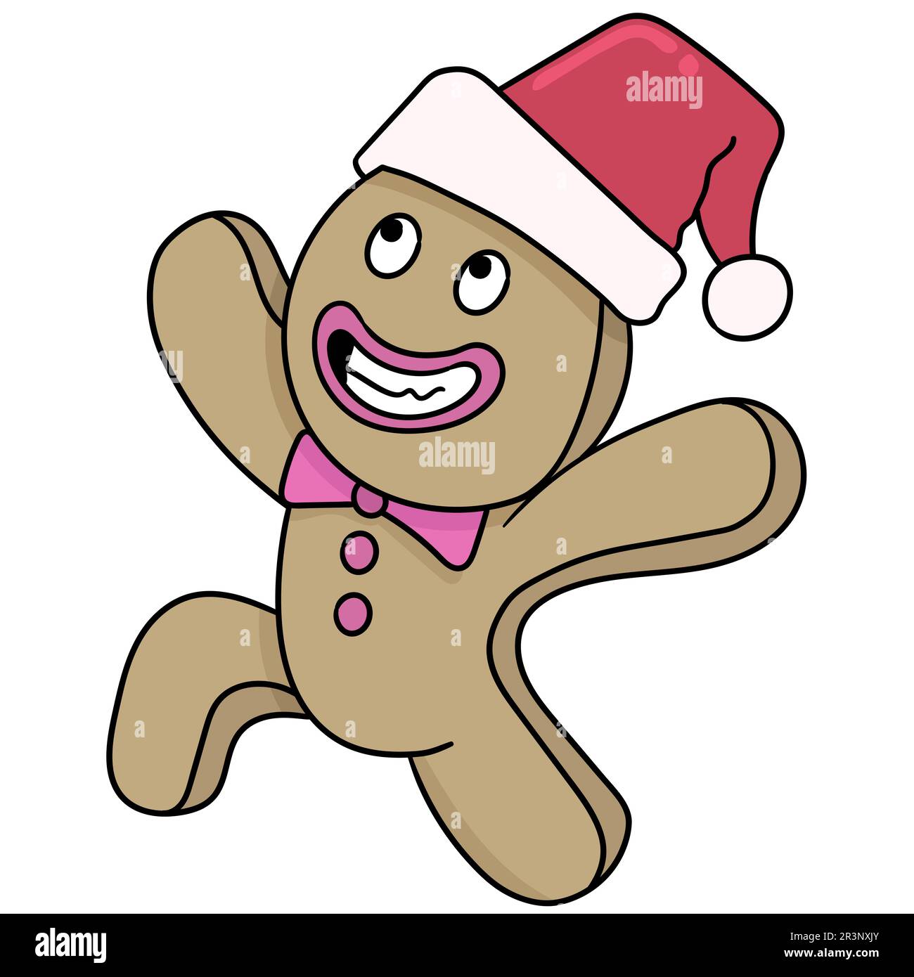 Lebkuchen-Kuchen feiert Weihnachten. Bild des doodle-Symbols Stockfoto