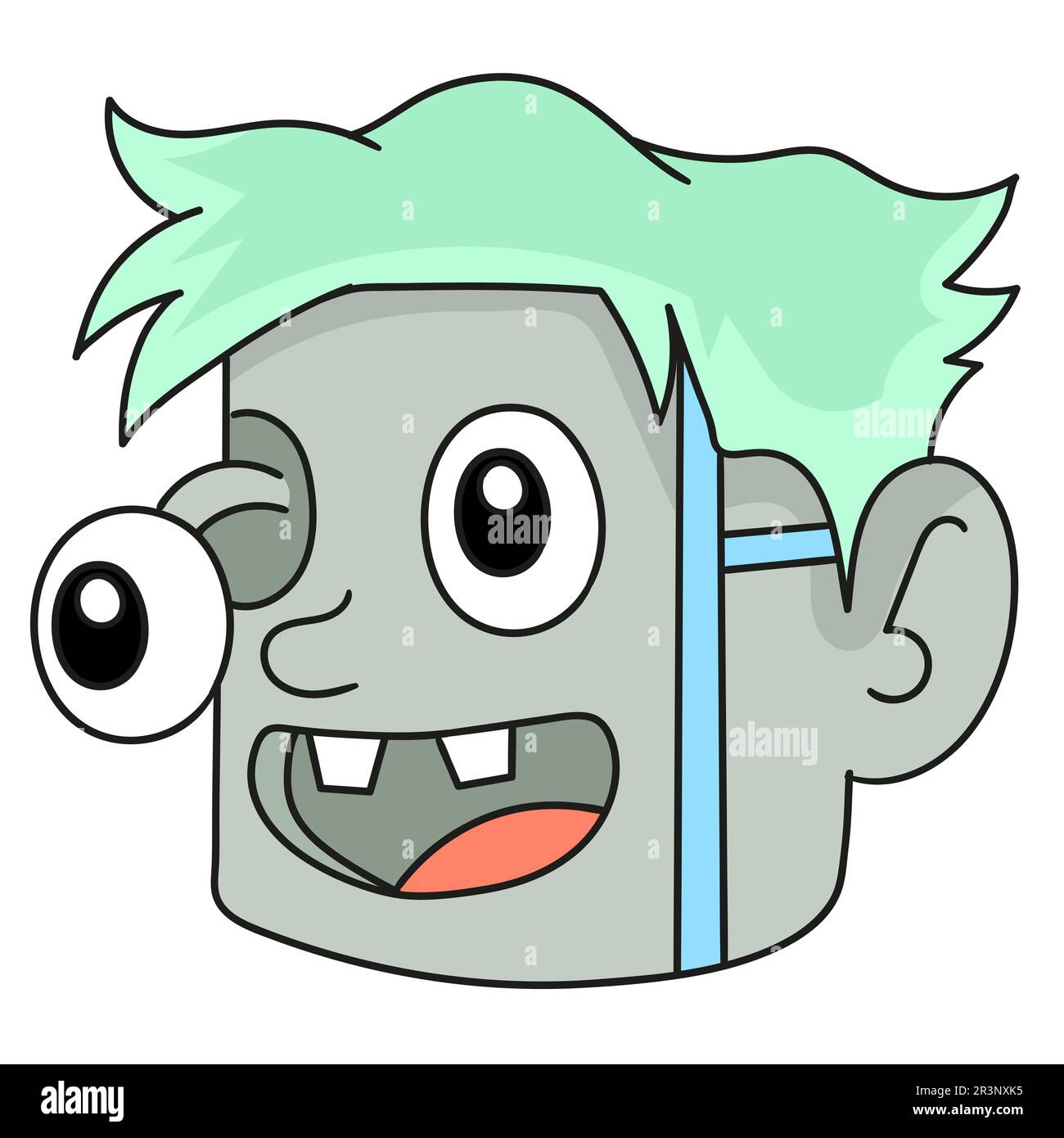 Frankensteins Kopf-Emoticon. Bild des doodle-Symbols Stockfoto