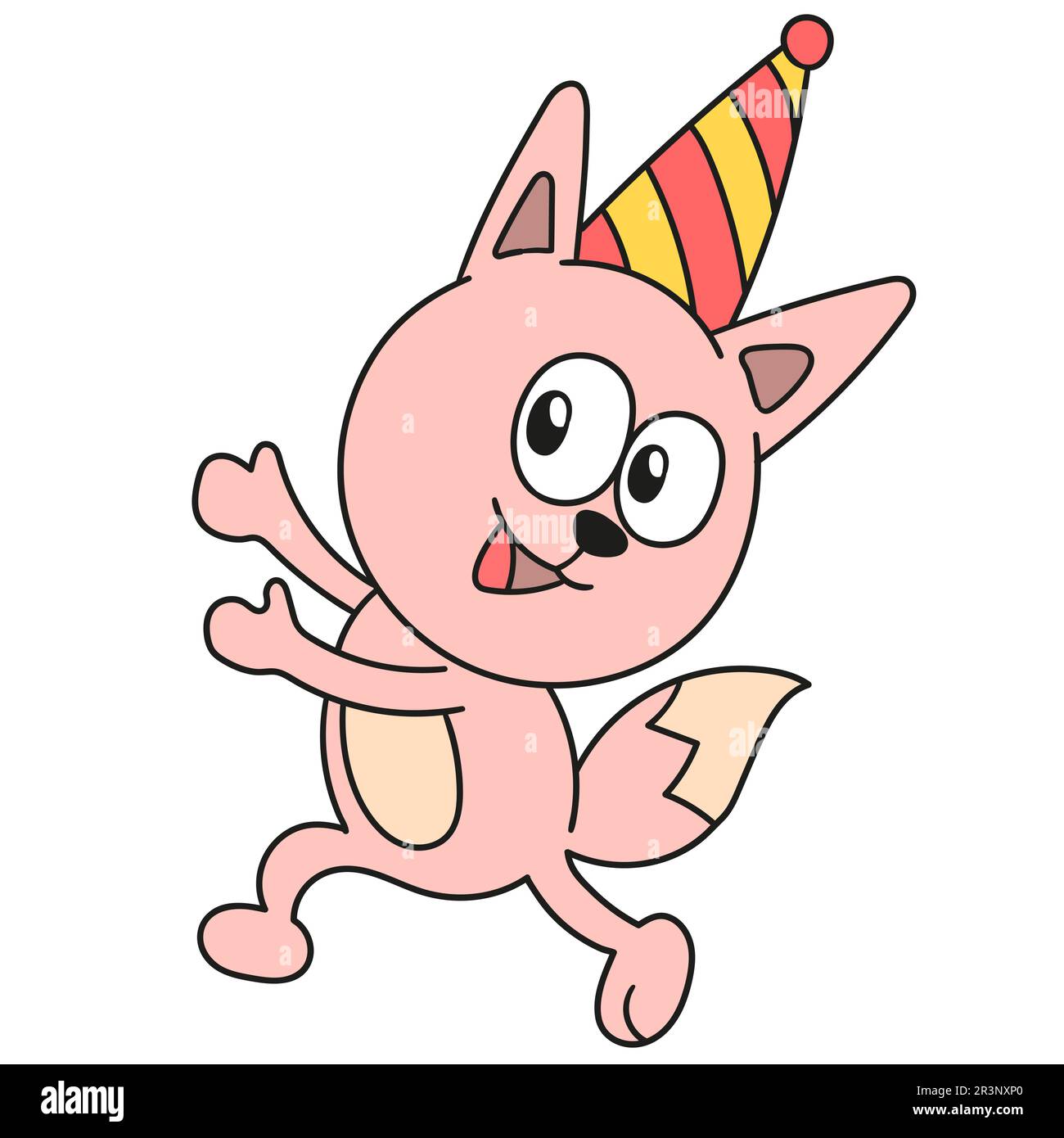 Katzengeburtstagsparty. Bild des doodle-Symbols Stockfoto