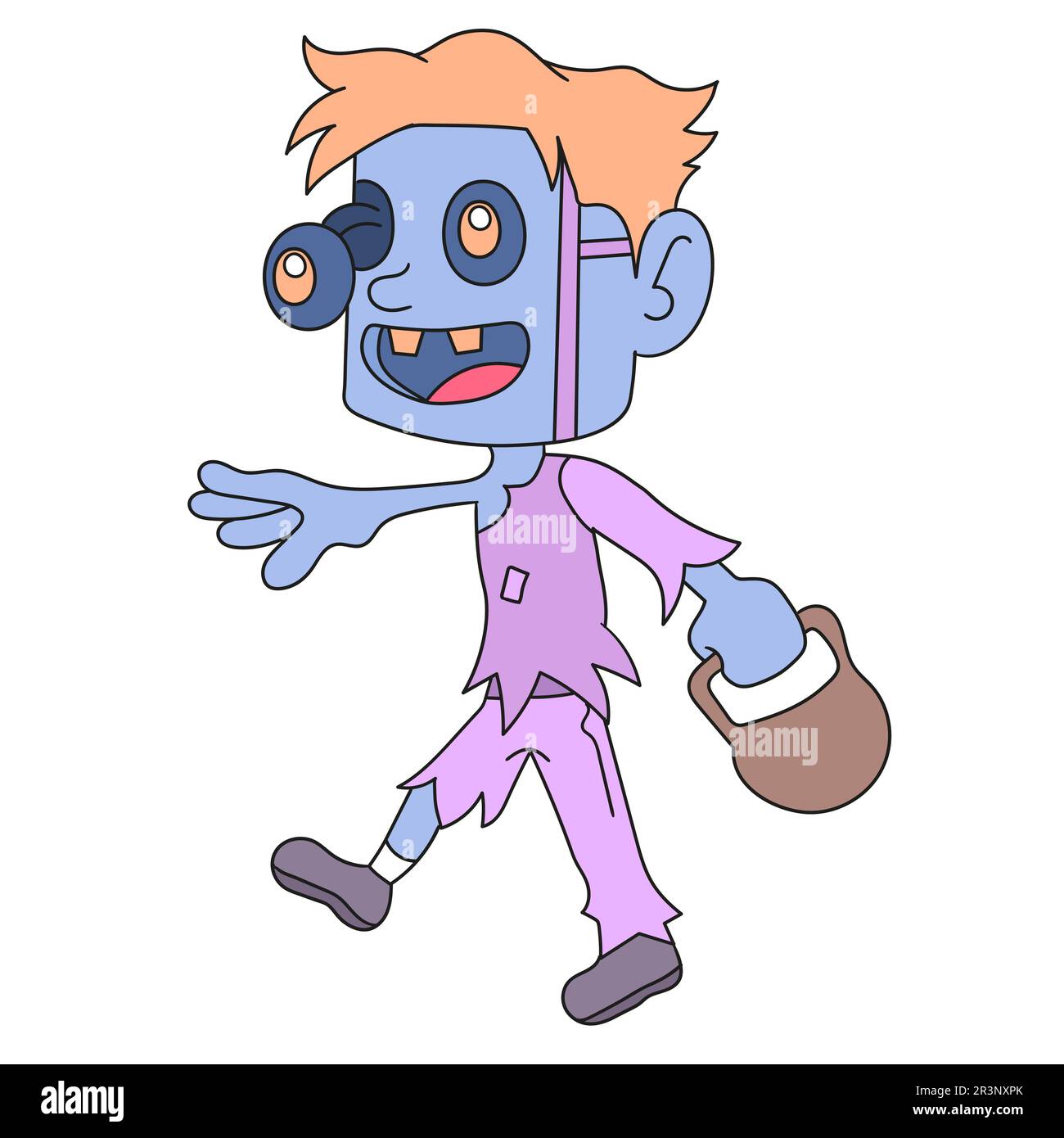 Frankenstein halloween-Monster, die unheimlich laufen. Bild des doodle-Symbols Stockfoto
