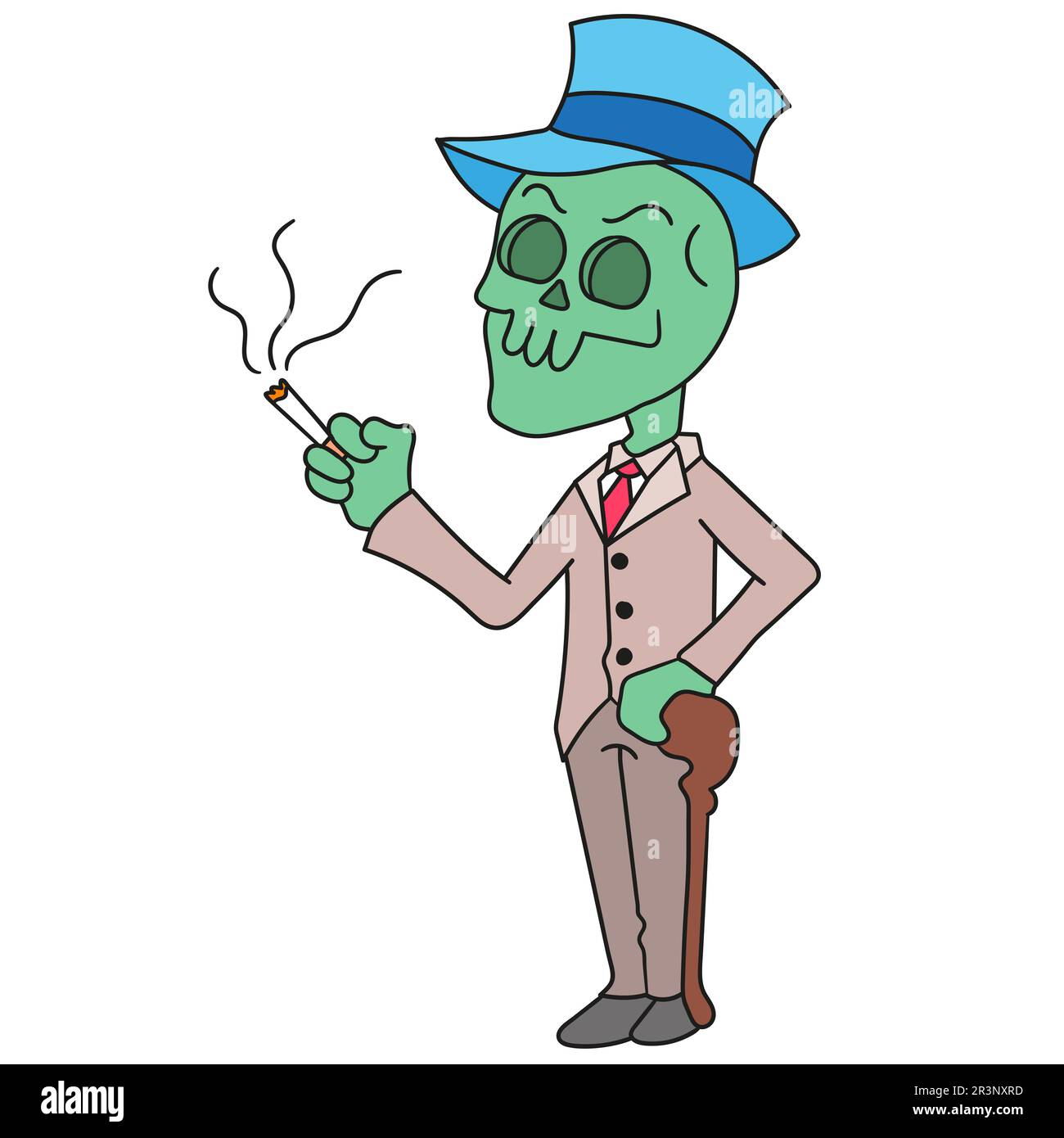 Unheimliches Schädel-Monster. Bild des doodle-Symbols Stockfoto