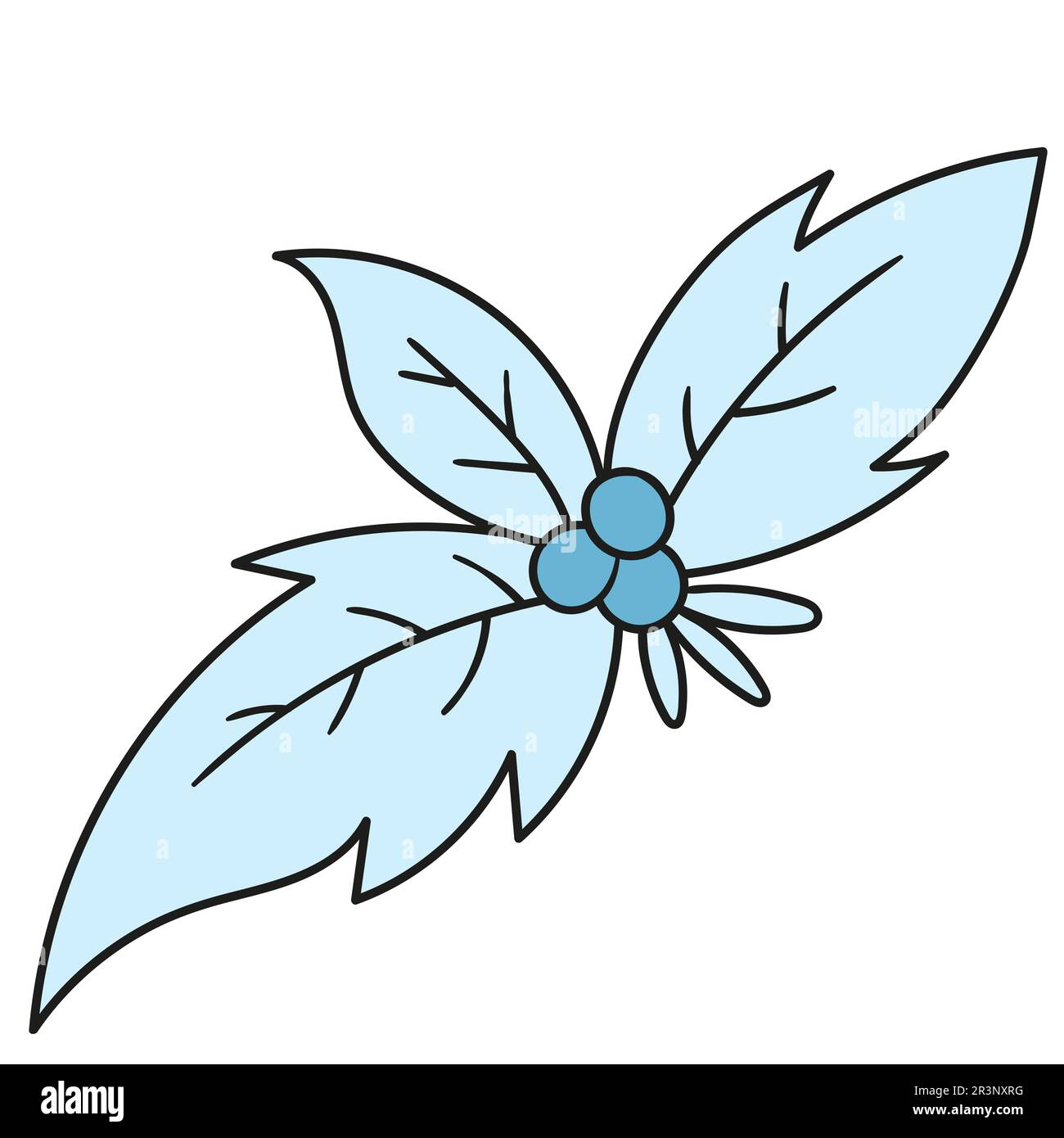 Winterblatt-Emoticon. Bild des doodle-Symbols Stockfoto