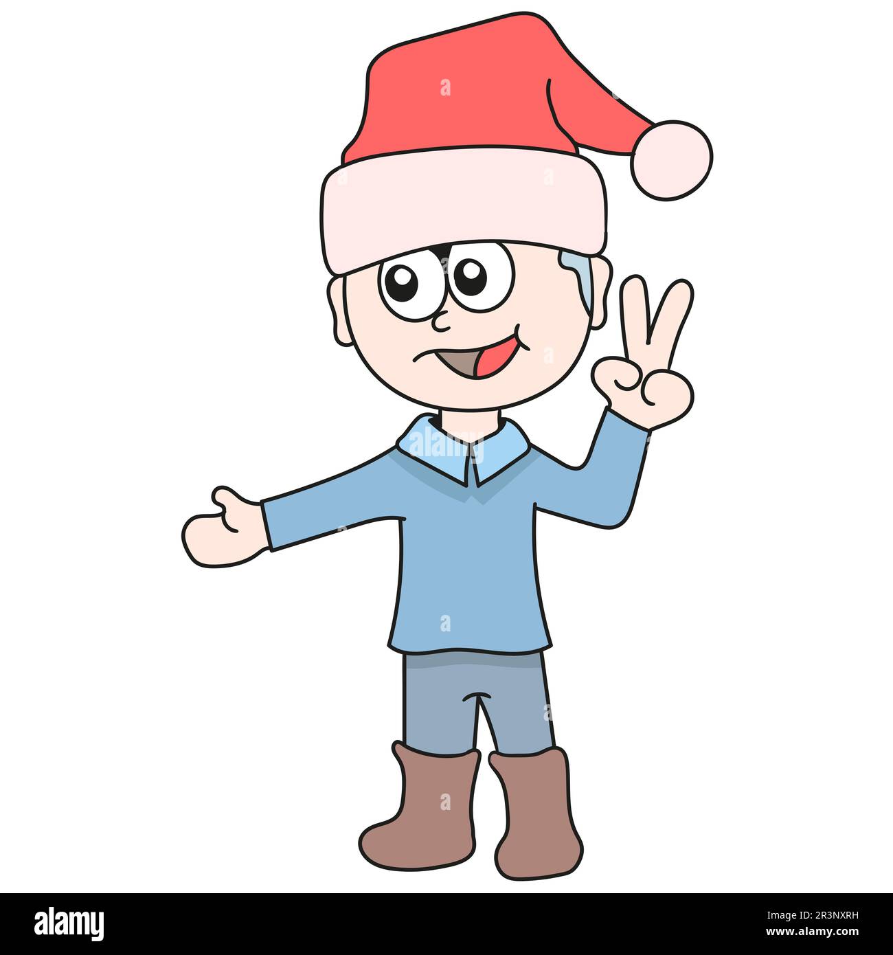 Jungs, willkommen weihnachten. Bild des doodle-Symbols Stockfoto