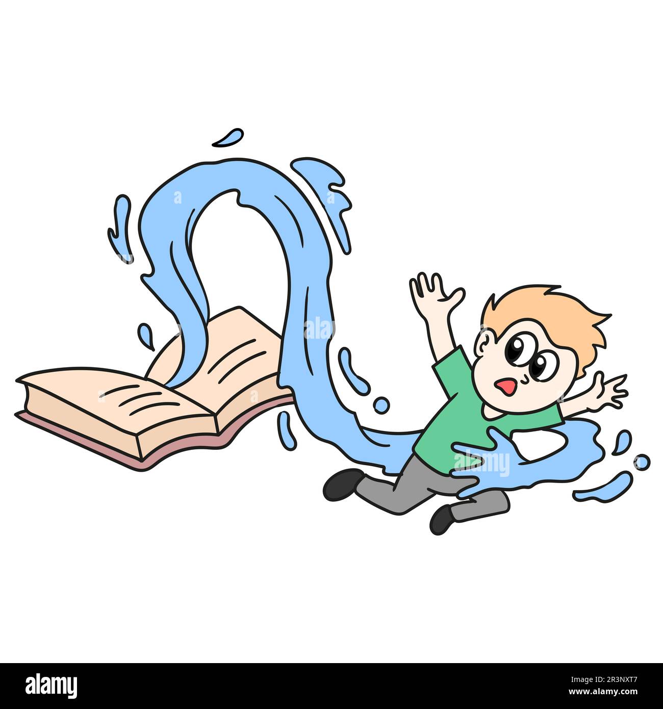 Kinderfantasie-Geschichtenbuch. Bild des doodle-Symbols Stockfoto