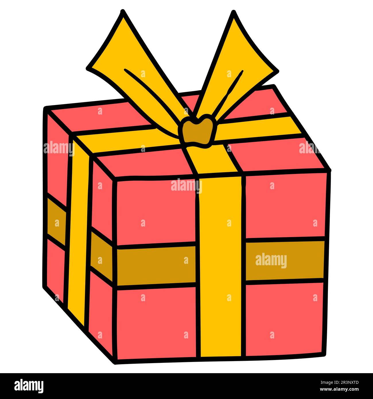 Geburtstagsgeschenkbox. Bild des doodle-Symbols Stockfoto
