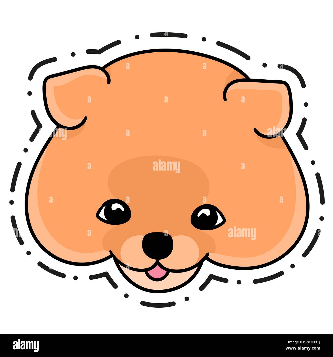 Süßer orangefarbener Hundeaufkleber Kawaii. doodle Icon-Zeichnung Stockfoto