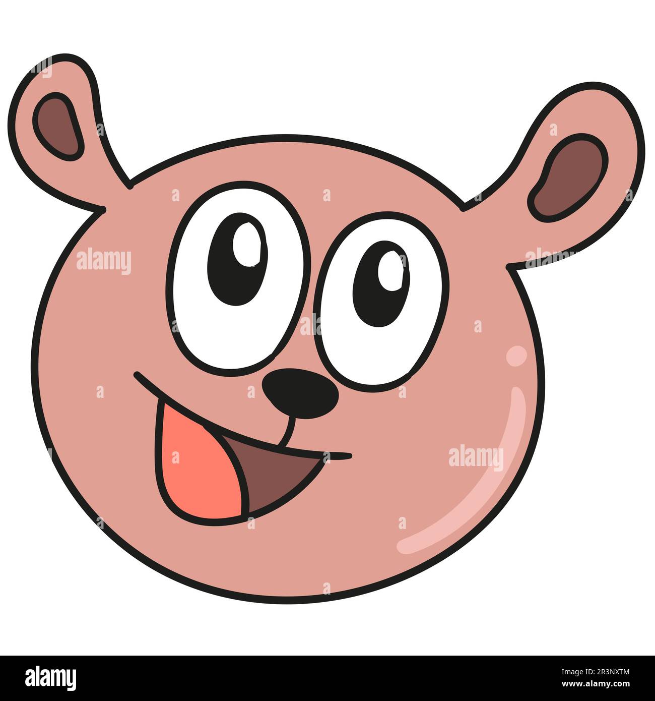 Bärenkopf Emoticon lacht fröhlich. Bild des doodle-Symbols Stockfoto