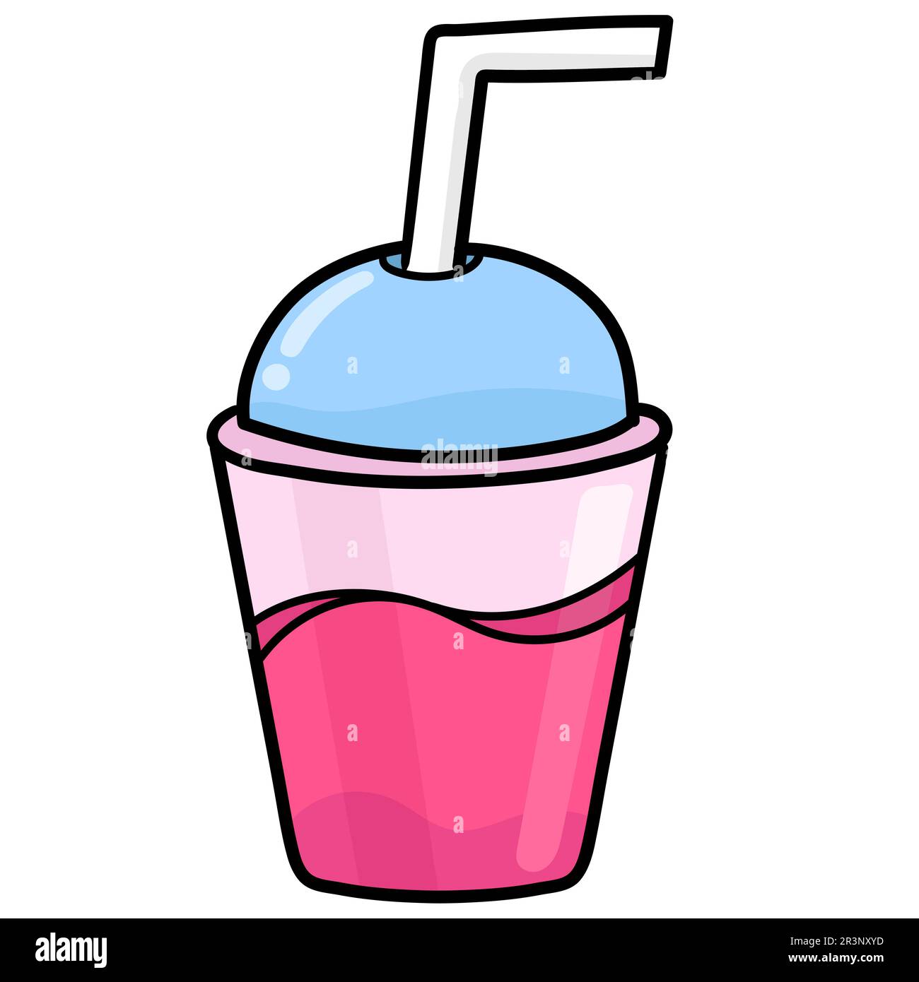 Kawaii Trinkglas gefüllt mit Sirup. Bild des doodle-Symbols Stockfoto