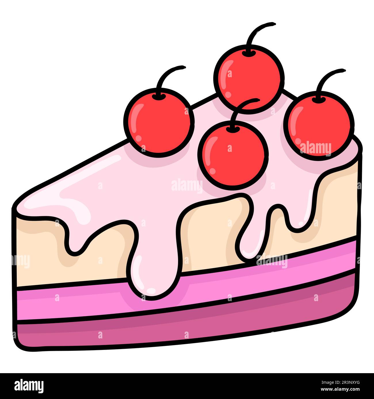 Ein Stück Dessertkuchen, süßes Essen. Bild des doodle-Symbols Stockfoto