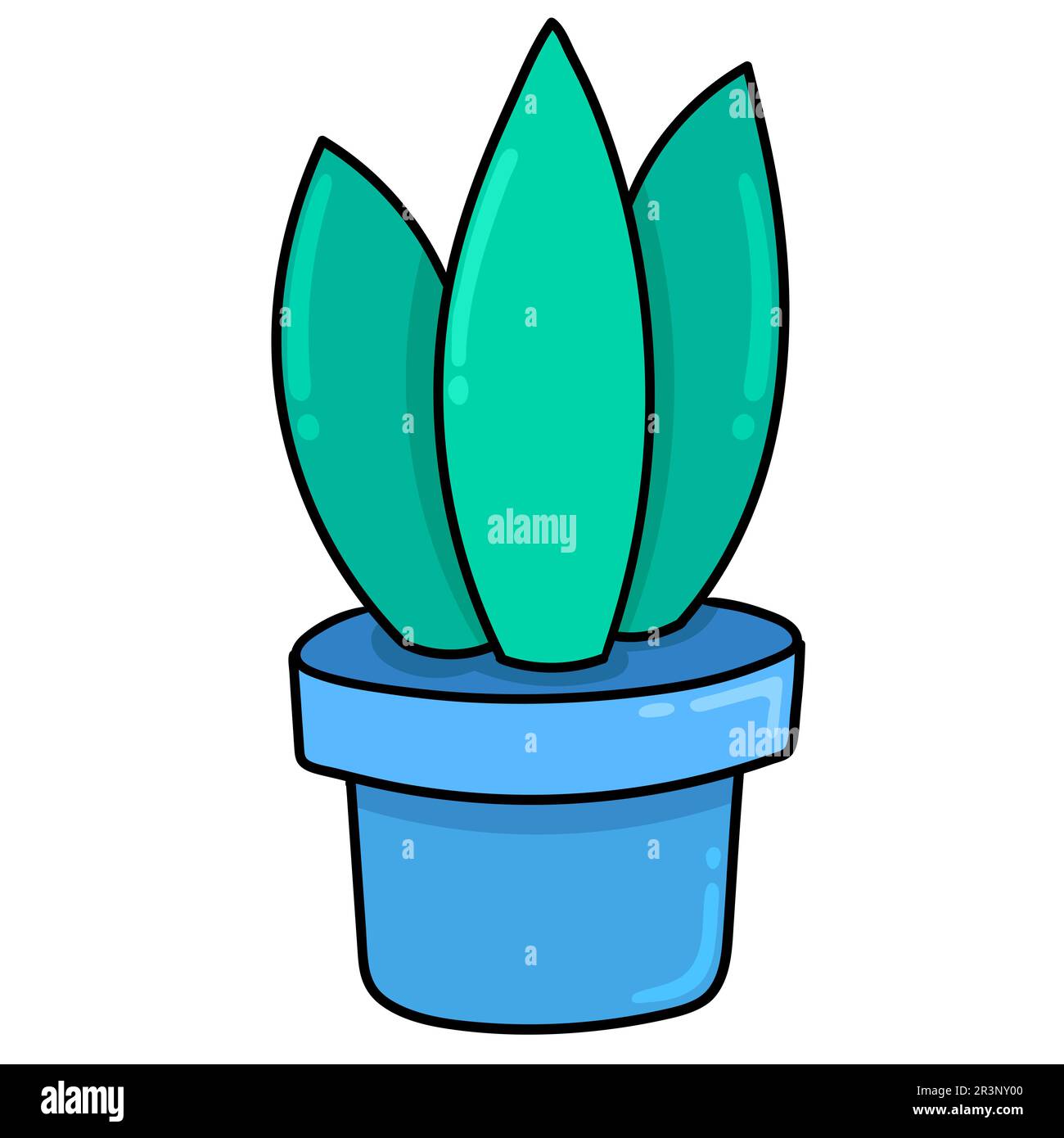 Pflanzen in Gartendekorationstöpfen. Bild des doodle-Symbols Stockfoto