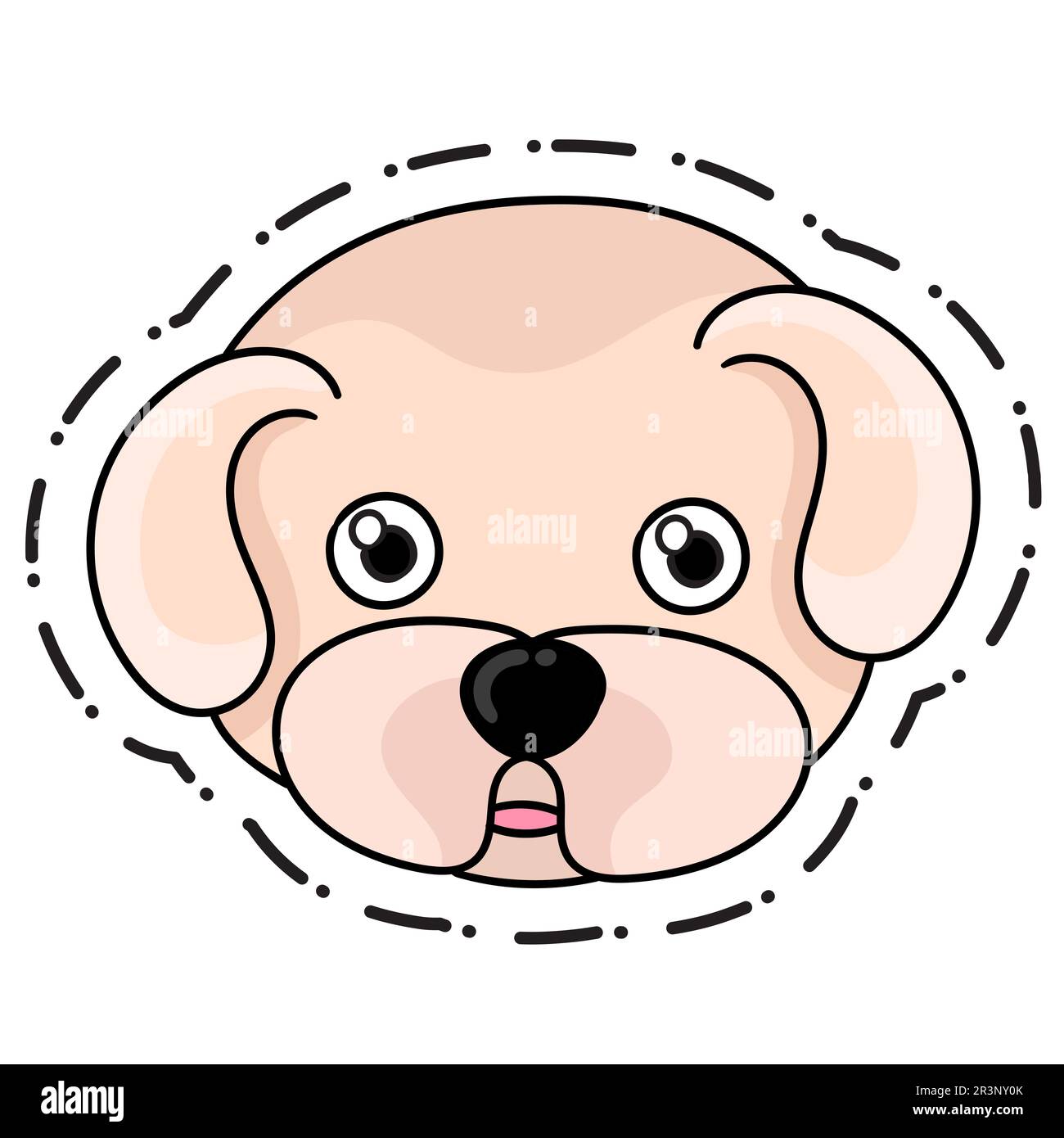 Süßer Hundetier-Sticker Kawaii. doodle Icon-Zeichnung Stockfoto