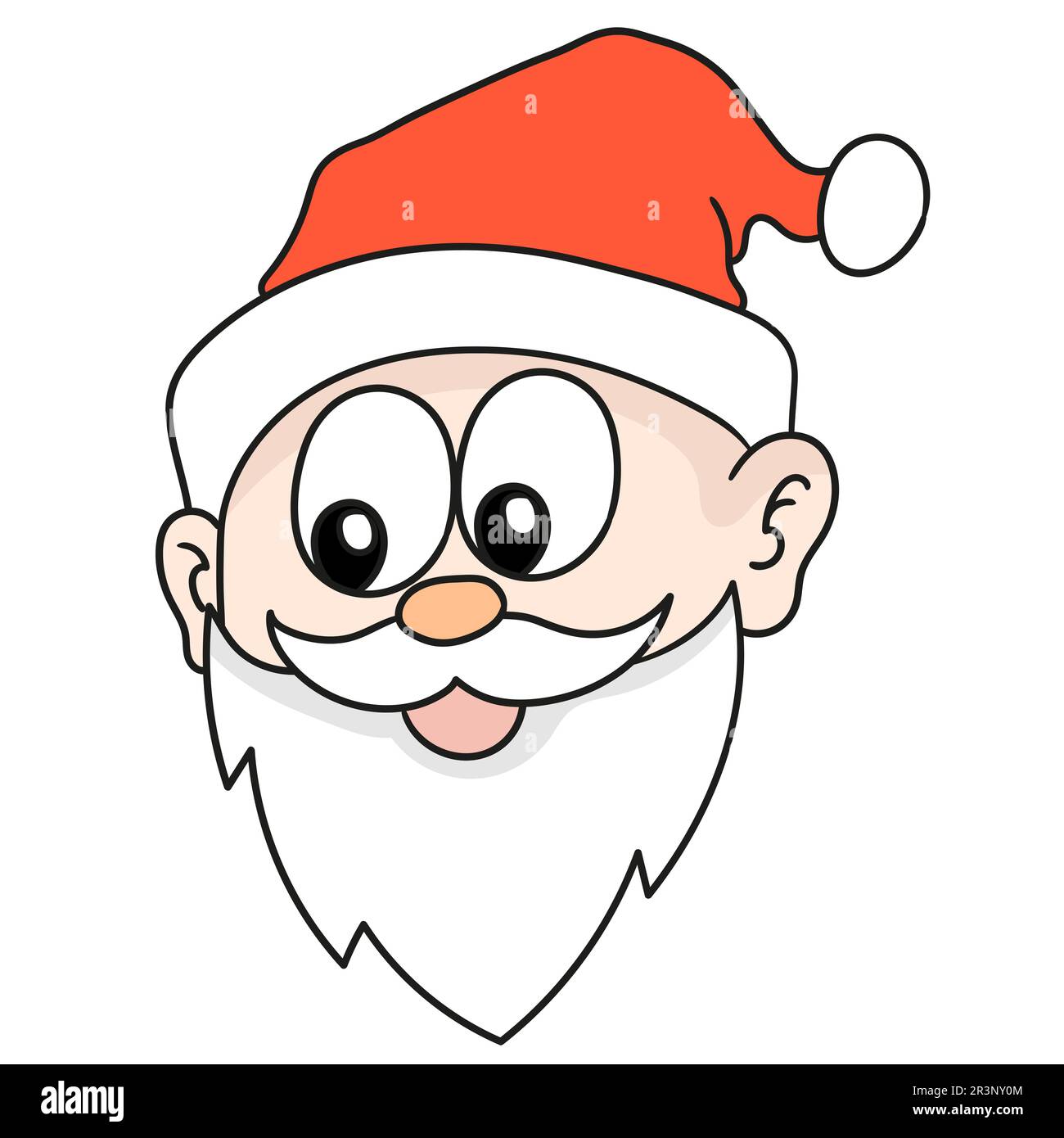 Weihnachtsmann-Chef-Emoticon. Bild des doodle-Symbols Stockfoto