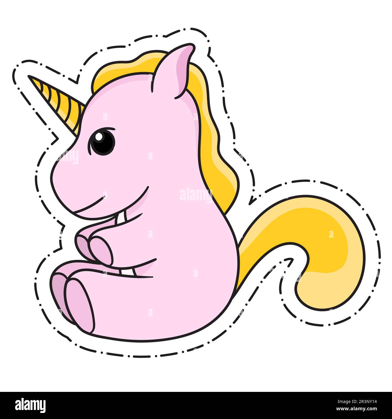 Süße Einhorn-Puppen, Kawaii-Zeichnungen. doodle Icon-Zeichnung Stockfoto