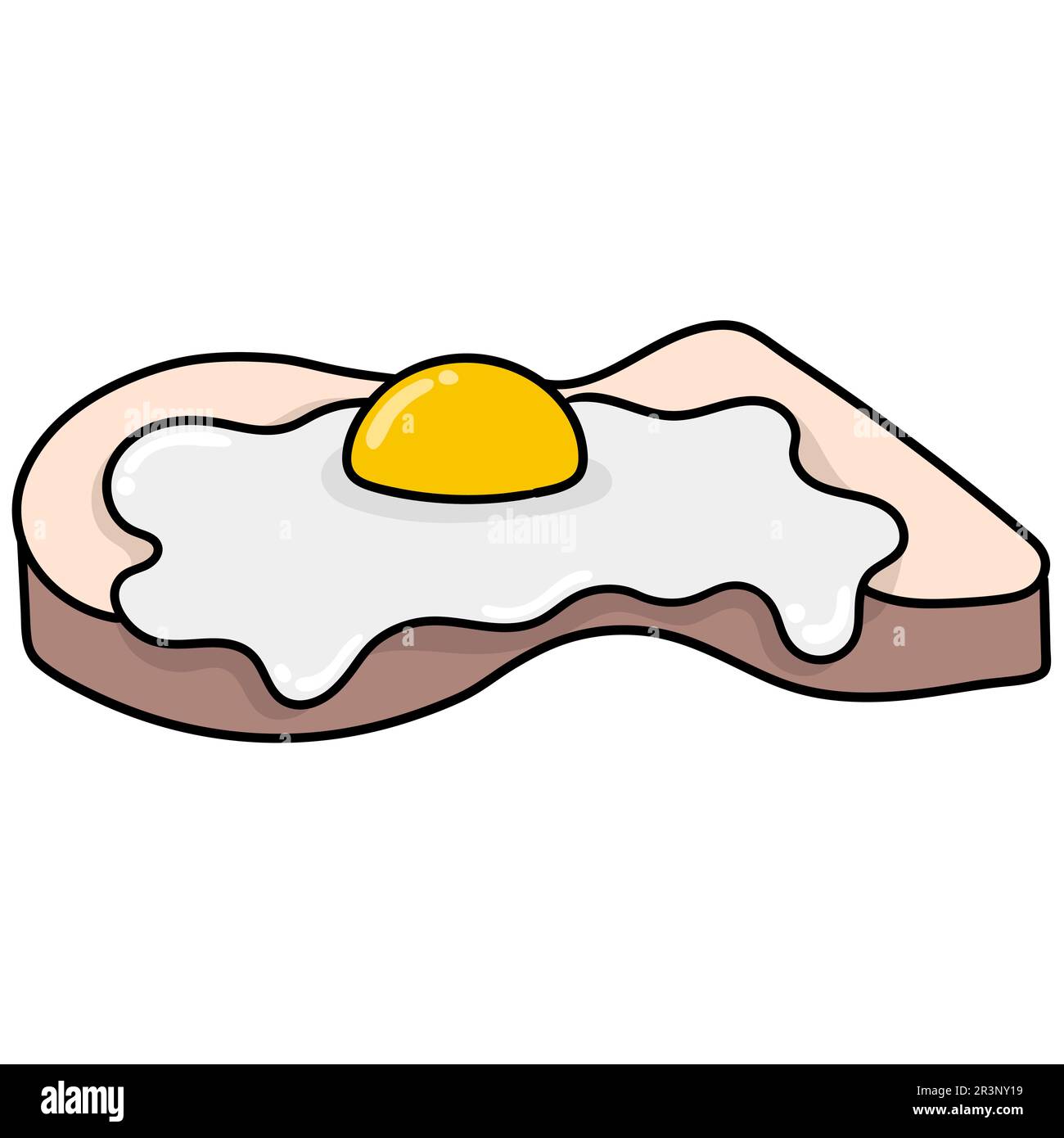 Weißbrot und Spiegelei-Kawaii-Doodle. Bild des doodle-Symbols Stockfoto