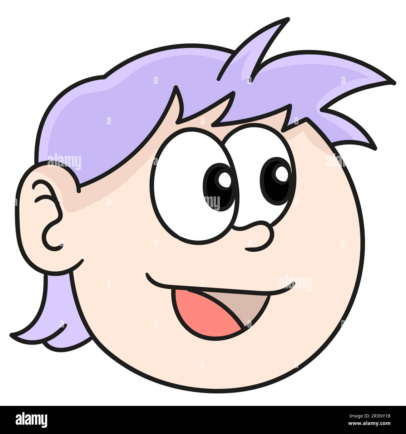 Emoticon Kopf eines glücklichen Mannes. Bild des doodle-Symbols Stockfoto