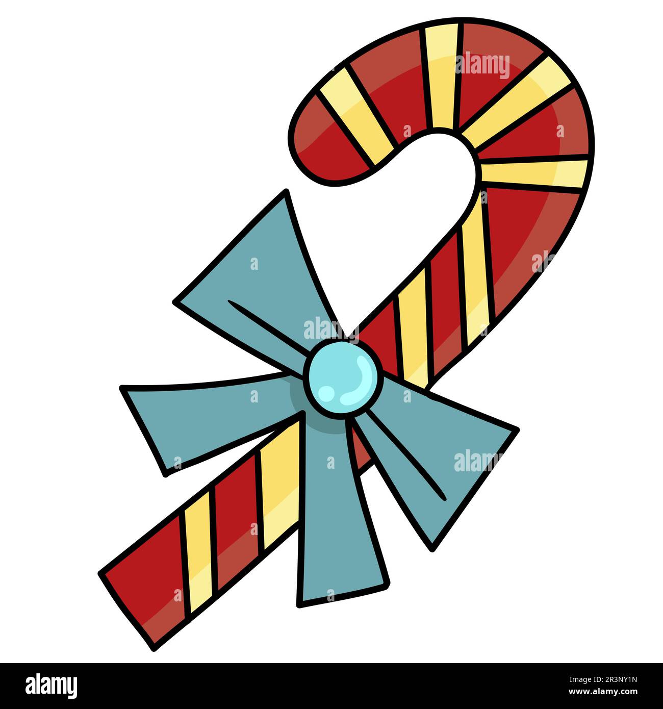 Zuckerstangen-weihnachtsfeier. Bild des doodle-Symbols Stockfoto