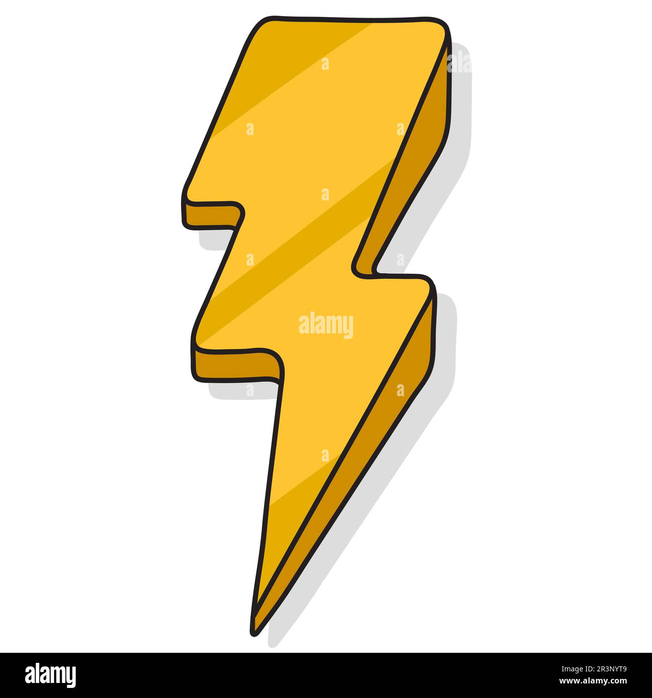 Donner-Gold-Kawaii-Zeichnung. doodle Icon-Zeichnung Stockfoto