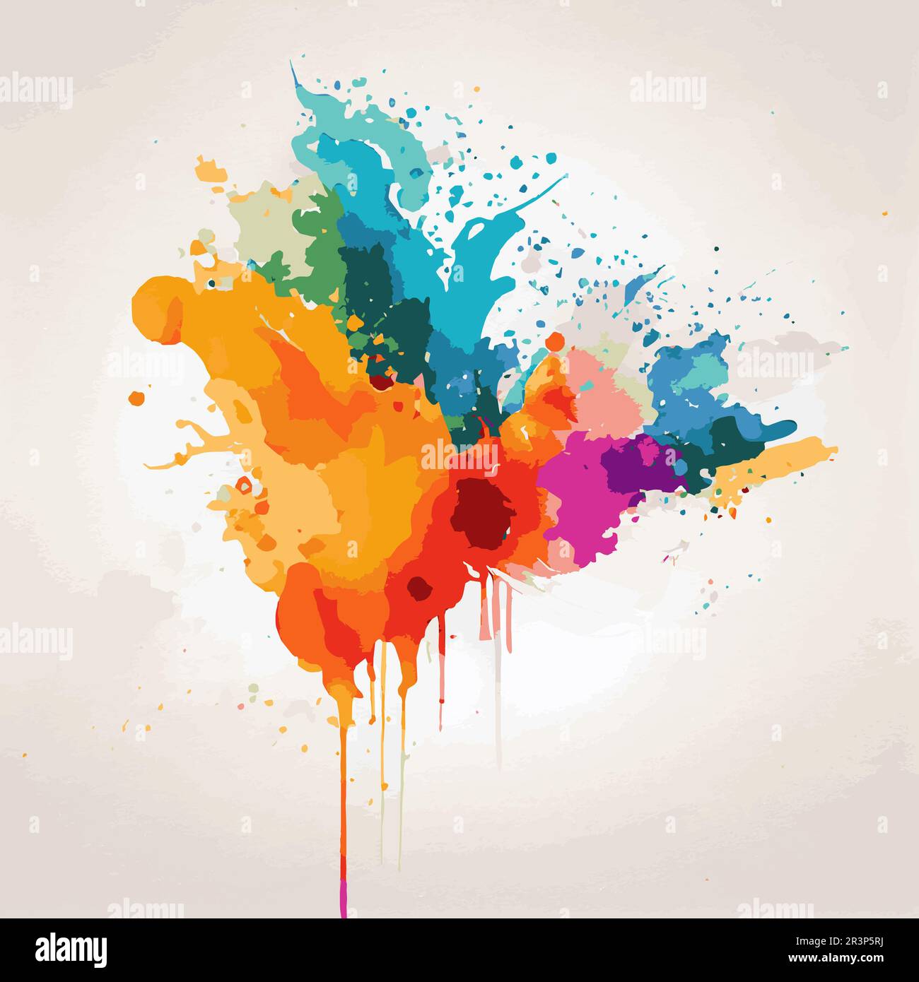 Realistische mehrfarbige Aquarelltextur auf weißem Hintergrund - Vektor Stockfoto