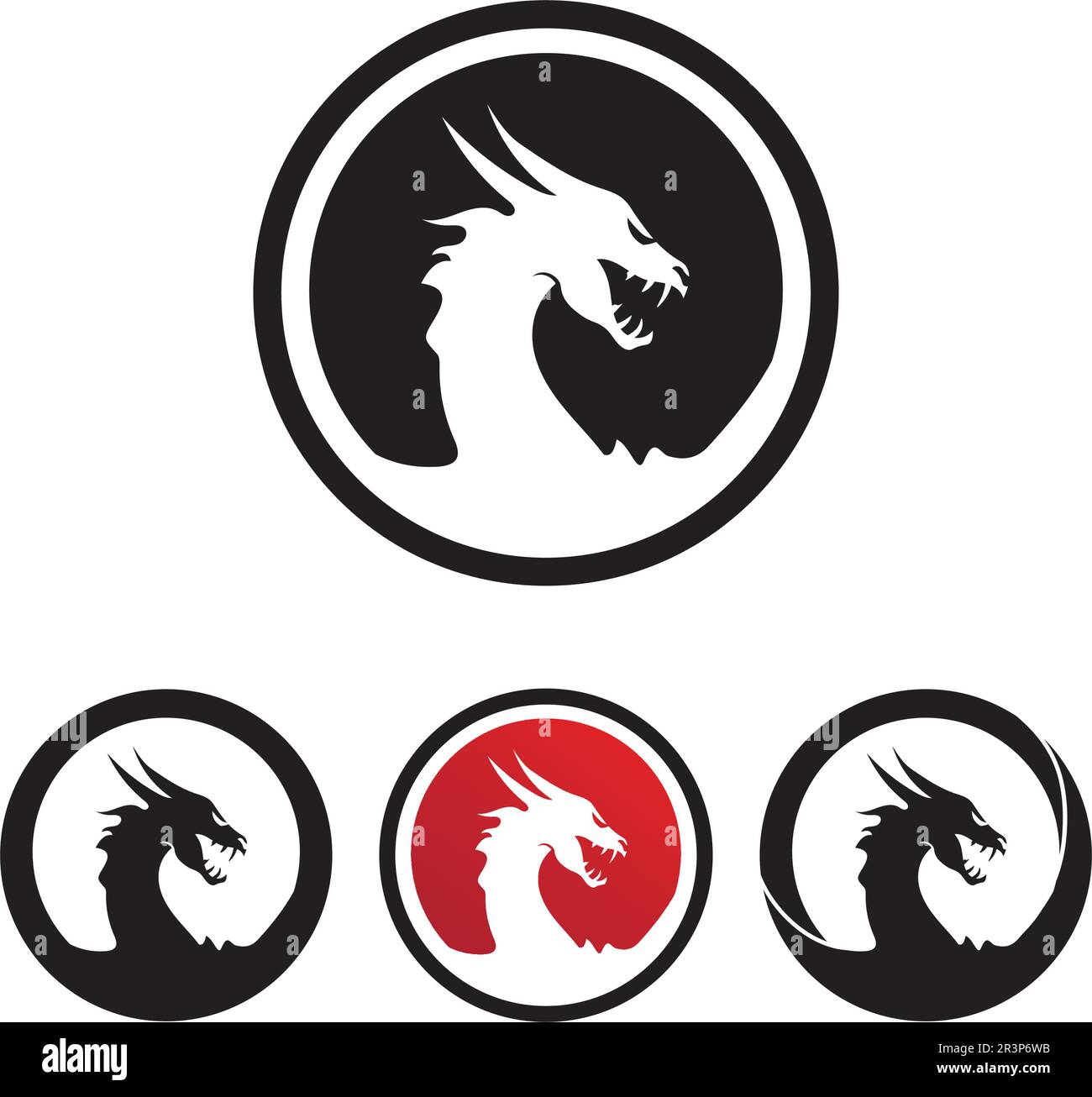 Kopf dragon flachen Farbe logo template Vector Illustration Stock Vektor