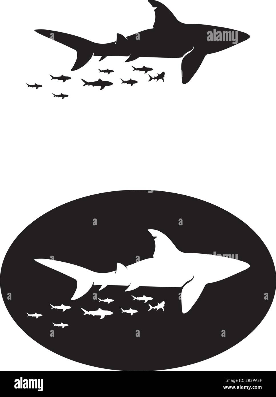 Vorlage für das Shark Logo und Design für Vektorfische wild lebender Meerestiere Stock Vektor