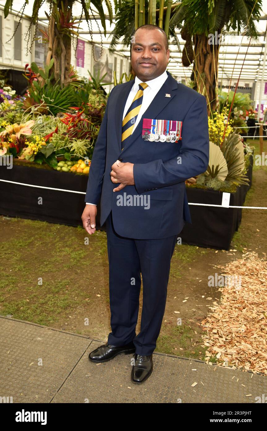 22. Mai 2023 London UK. Johnson Beharry, 2023 RHS, Chelsea Flower, London. Sue Andrews/Alamy. Stockfoto