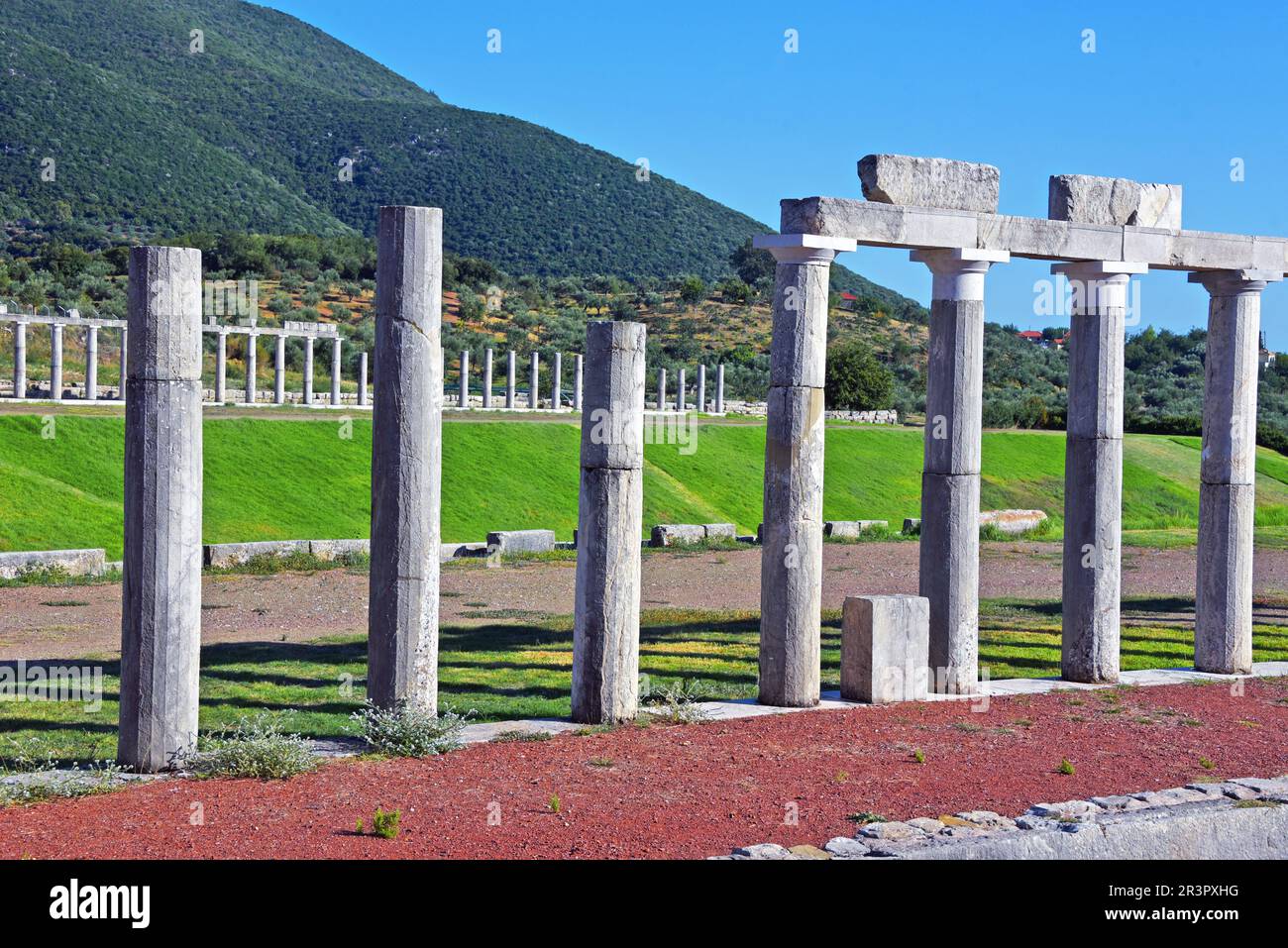 Antikes Stadion in Messene, Griechenland, Peloponnes, Messenia, Messene Stockfoto