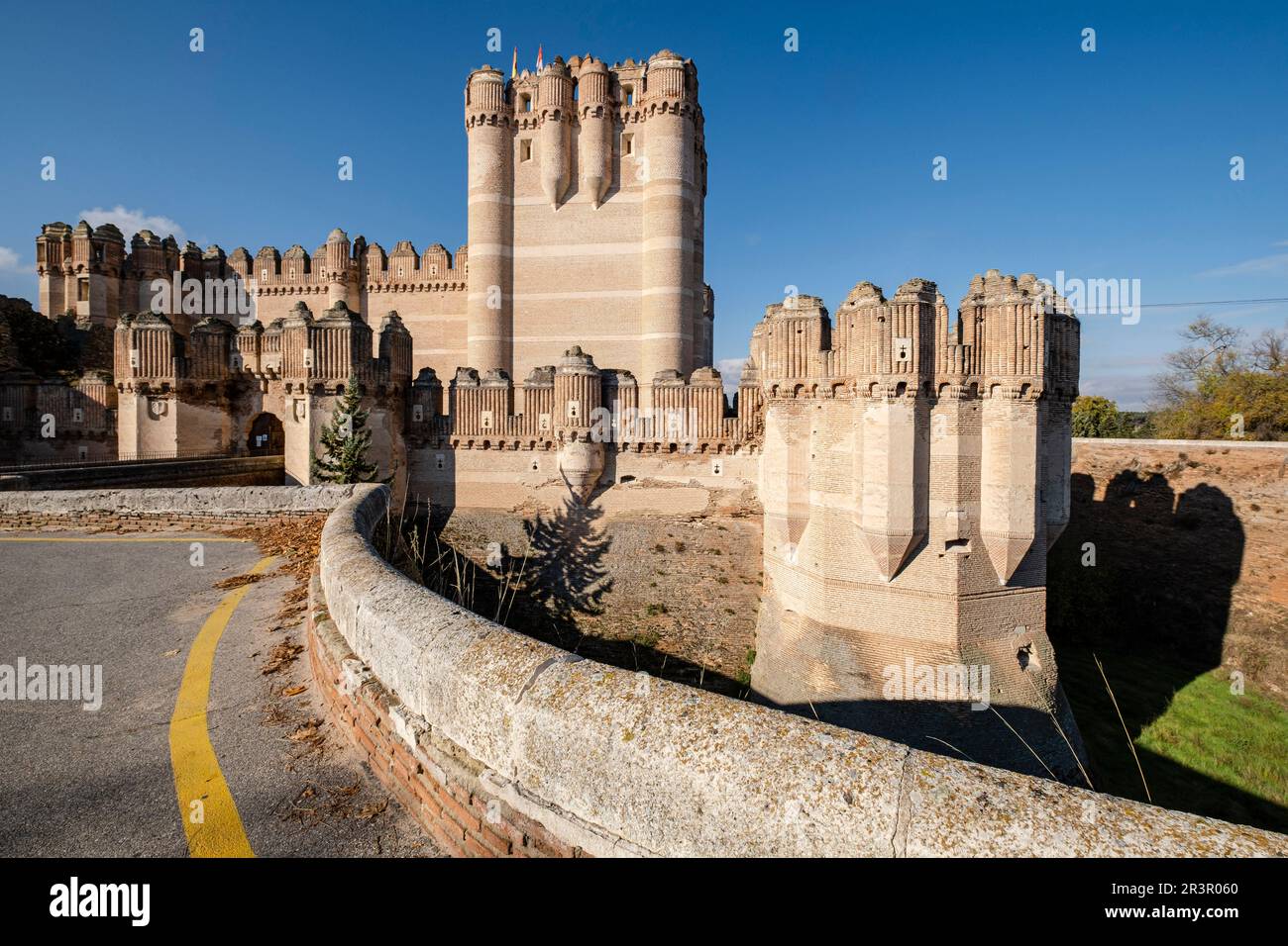 Coca Burg, XV Jahrhundert, Gotik-Mudejar, Coca, Provinz Segovia, Spanien. Stockfoto