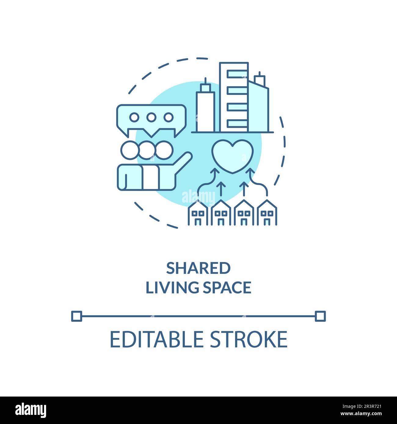 Gemeinschaftsraum türkisfarbenes Konzeptsymbol Stock Vektor