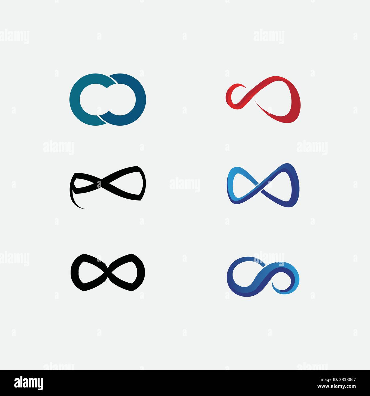 Infinity Design-Logo und 8-Symbol, Vektor, Schild, kreatives Logo für Unternehmen und Infinity-Symbol für Unternehmen Stock Vektor
