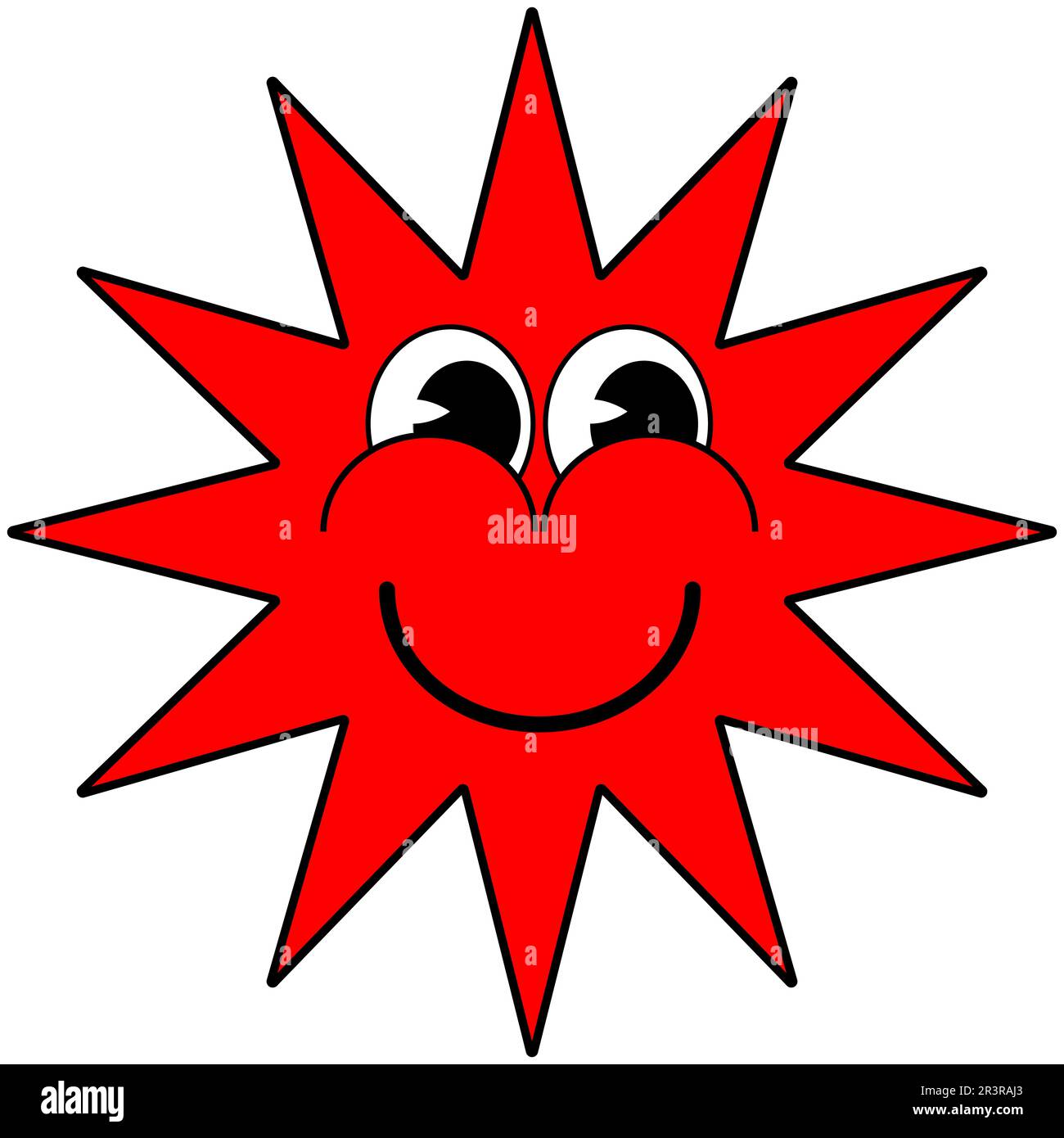 Groovy Cartoon lustig Cartoon Lächeln geometrische Form Comic Charaktere, alter roter Stern Stock Vektor