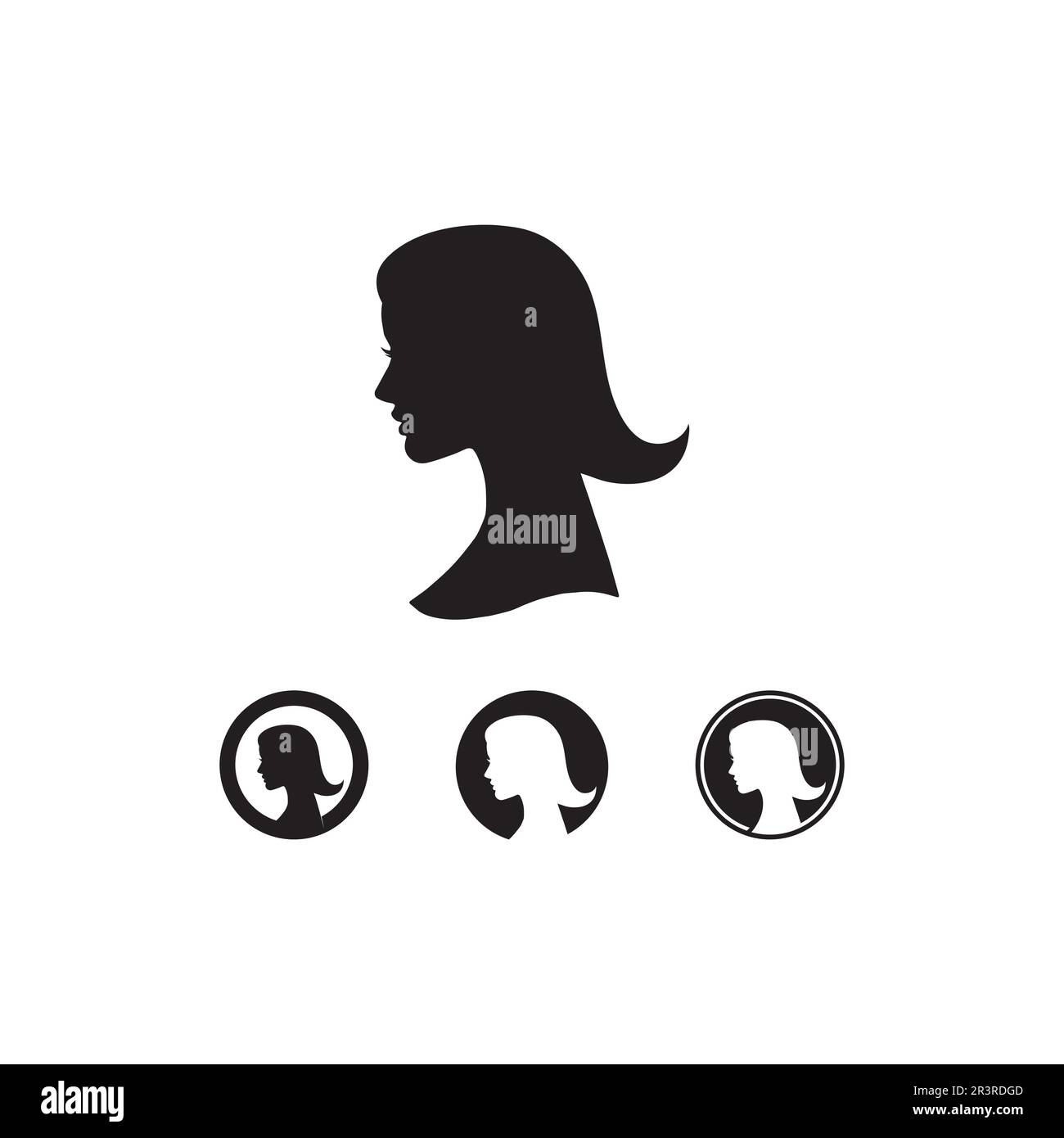 Frau Gesicht silhouette Charakter Illustration logo Symbol Vektor Stock Vektor