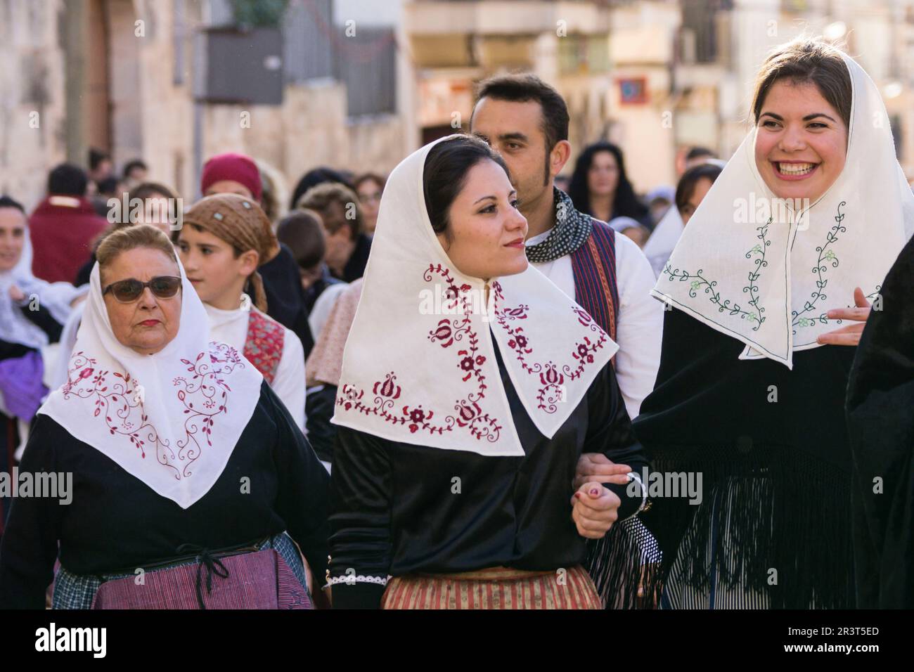 typische Kleidung, Beneïdes de Sant Antoni, Muro, Mallorca, Balearen, Spanien. Stockfoto