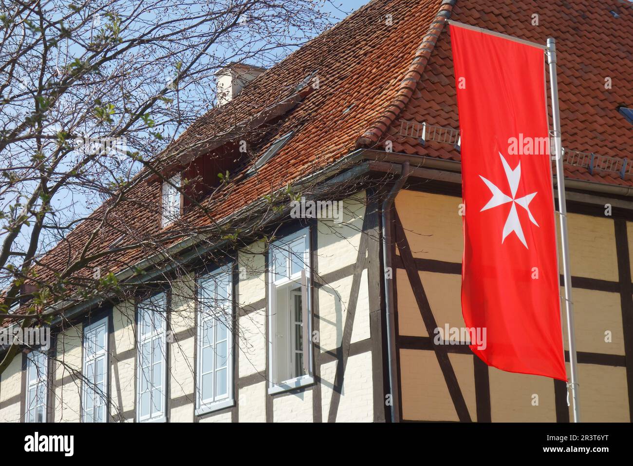 Flagge des Malteserordens Stockfoto
