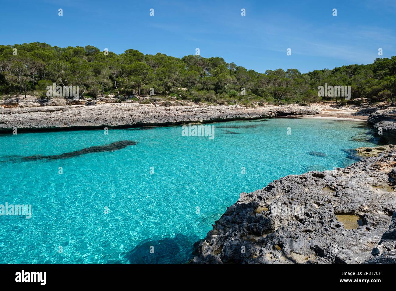 Calo des Borgit, Santanyi, Parc Natural de Mondragó, Mallorca, Balearen, Spanien. Stockfoto