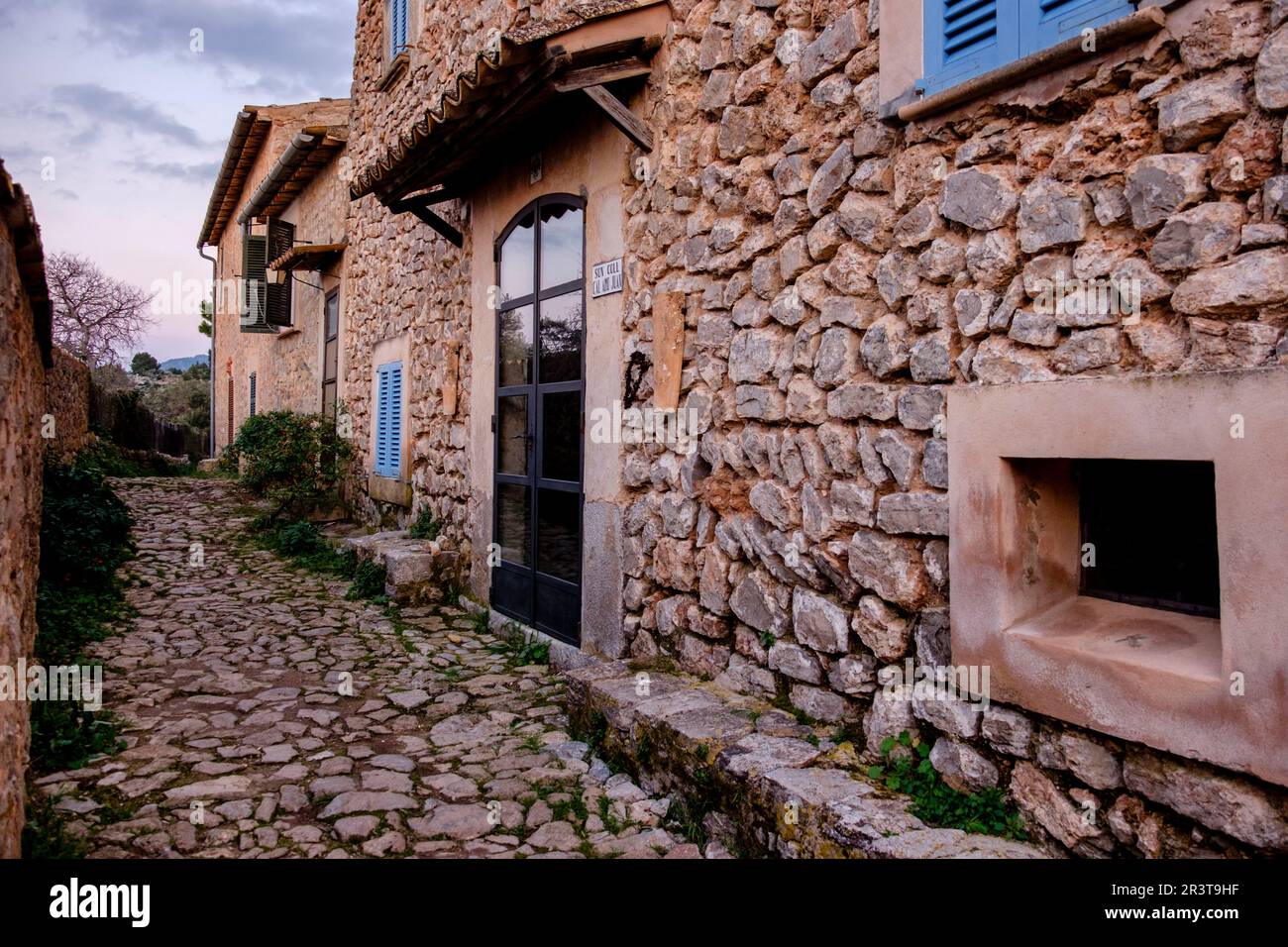 Alqueria de Son Coll, Camino de Son Castelló, Deià, Comarca de la Sierra de Tramontana, Mallorca, Balearen, Spanien. Stockfoto
