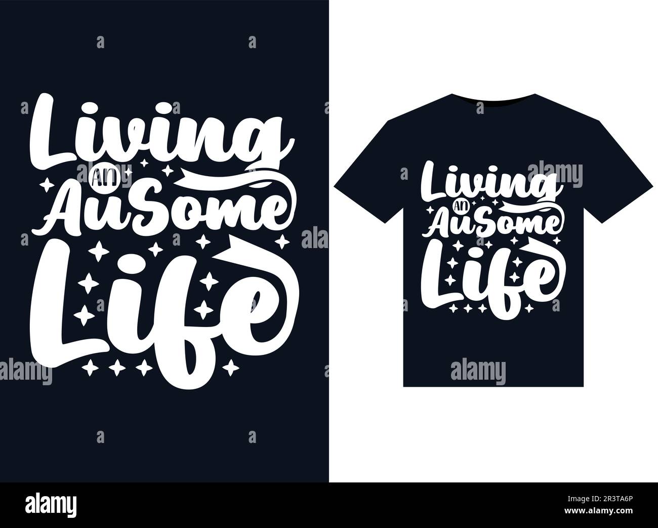 „Living an AuSome Life“-Illustrationen für bedruckbare T-Shirts Stock Vektor